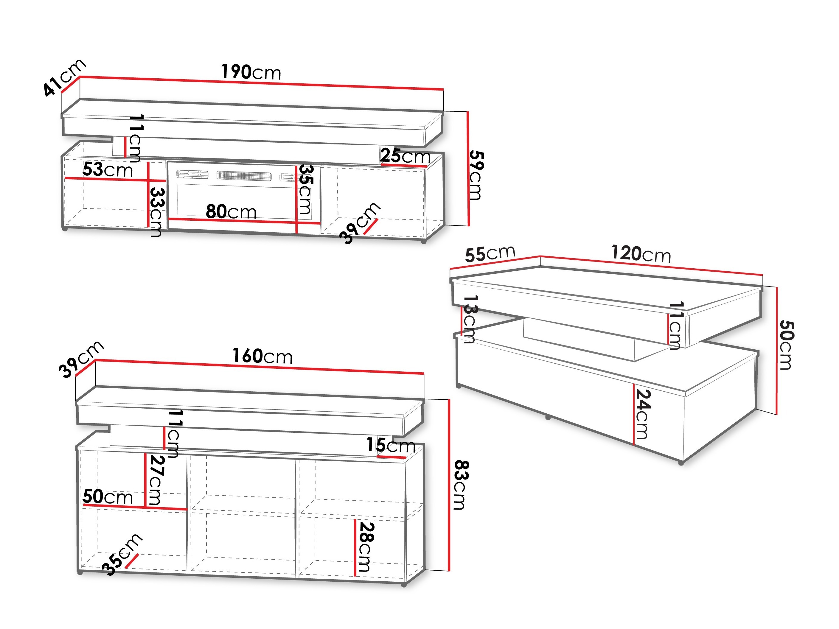 Stuemøbelsæt Monfero I (Lysebrun)