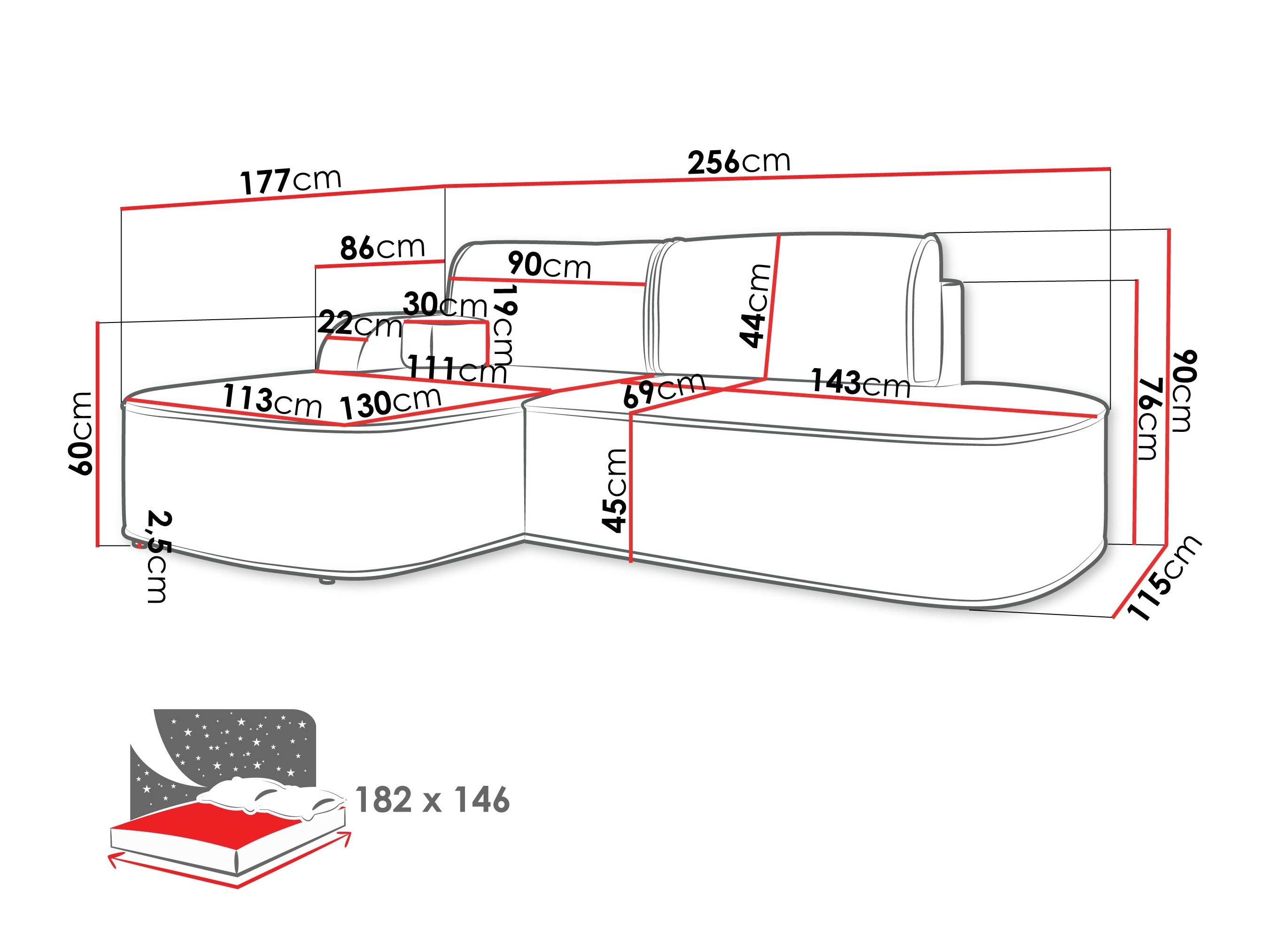 Hjørnesofa Comfivo Sensus (Coral 65)