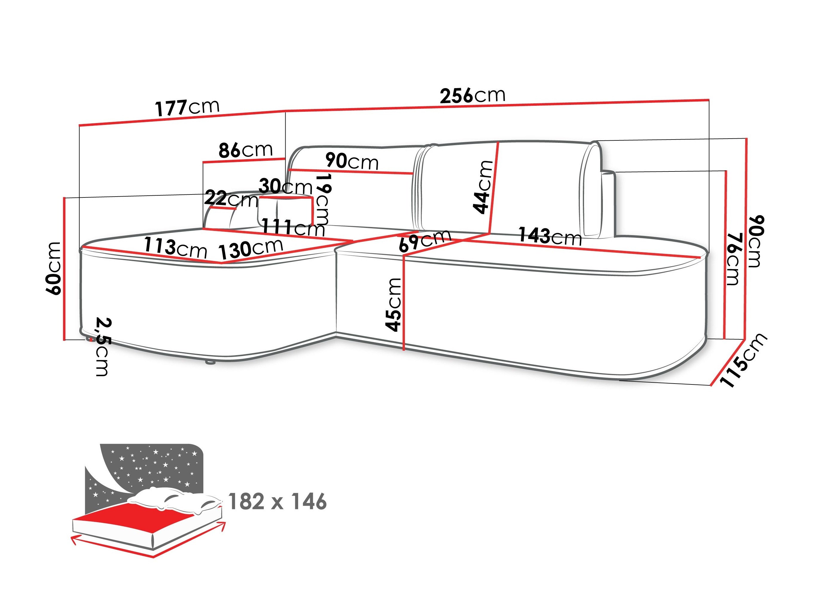 Hjørnesofa Comfivo Sensus (Coral 75)