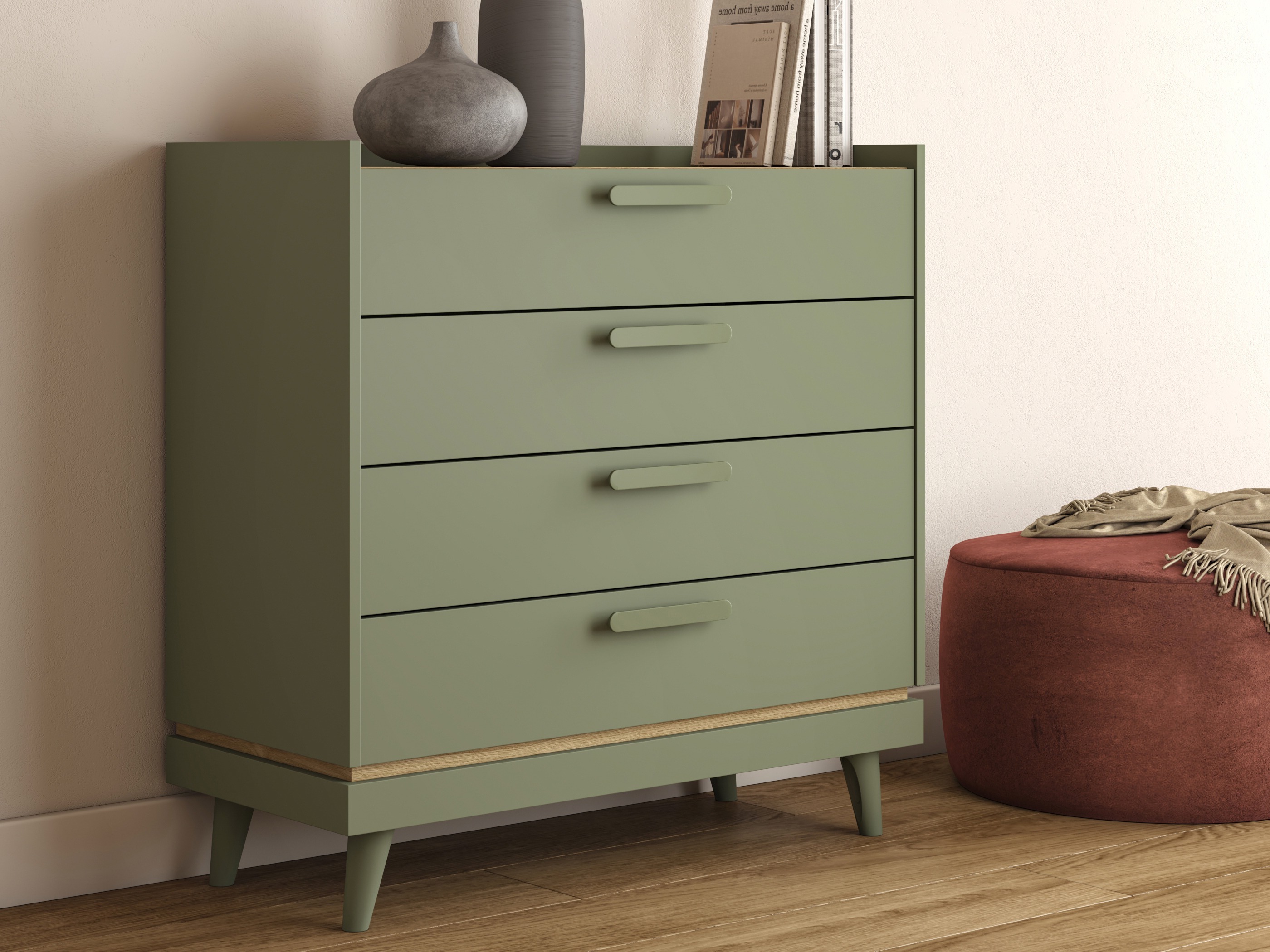 Kommode Fertalu 104 (Grøn + Egetræ)