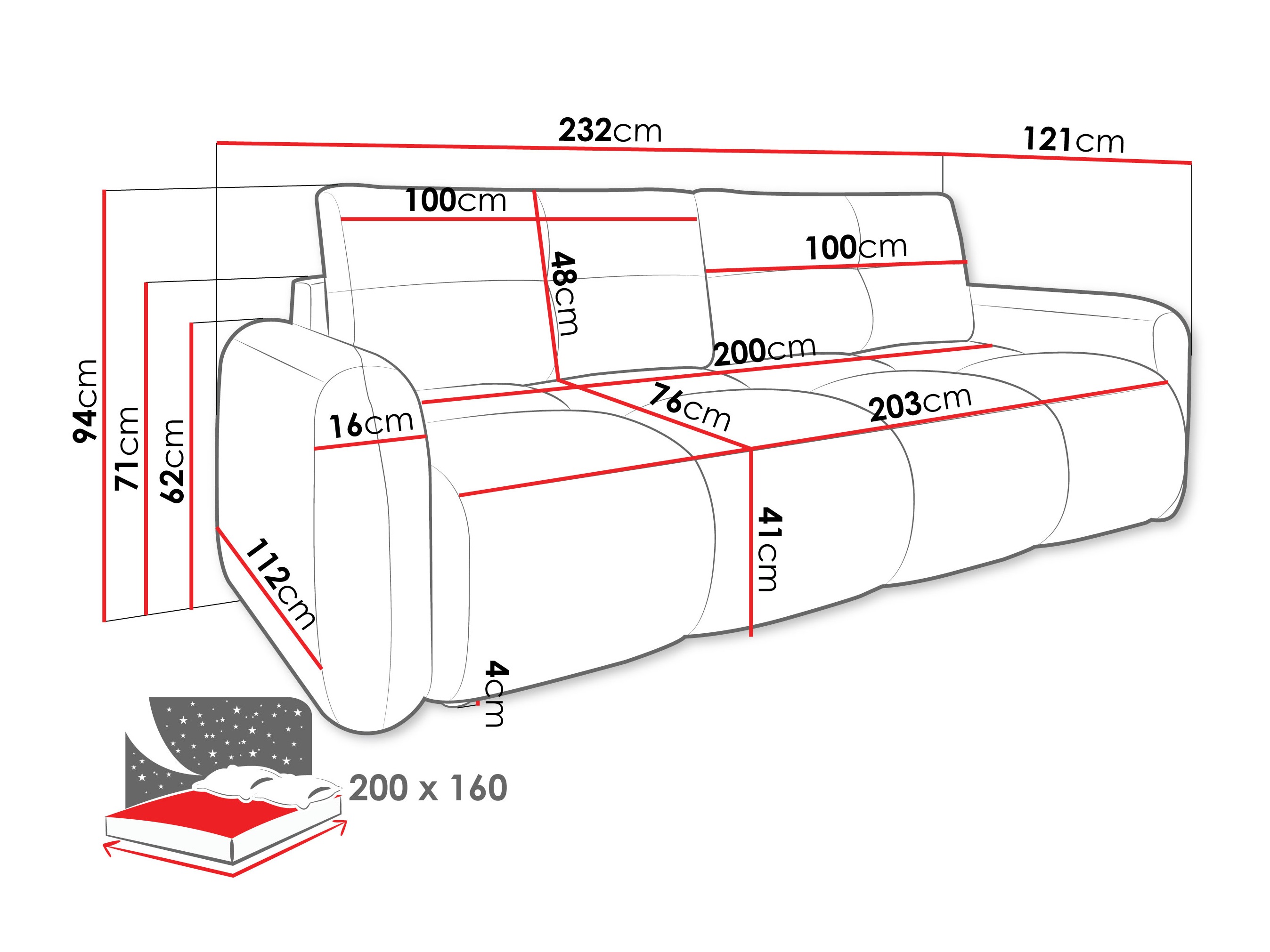 Sovesofa Clinton 100 (Lambi 04)