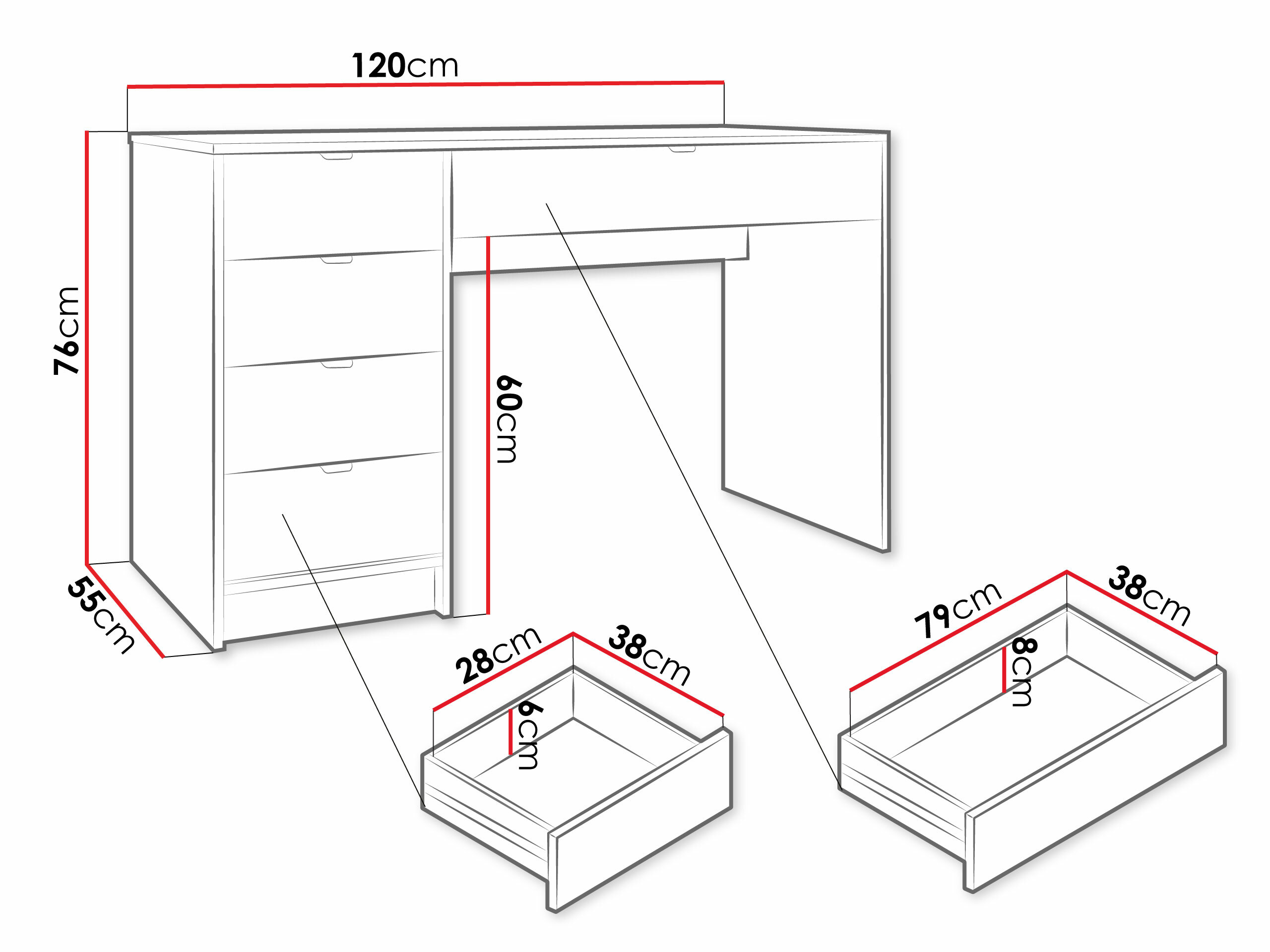Skrivebord Comfivo Papilio (Hvid)