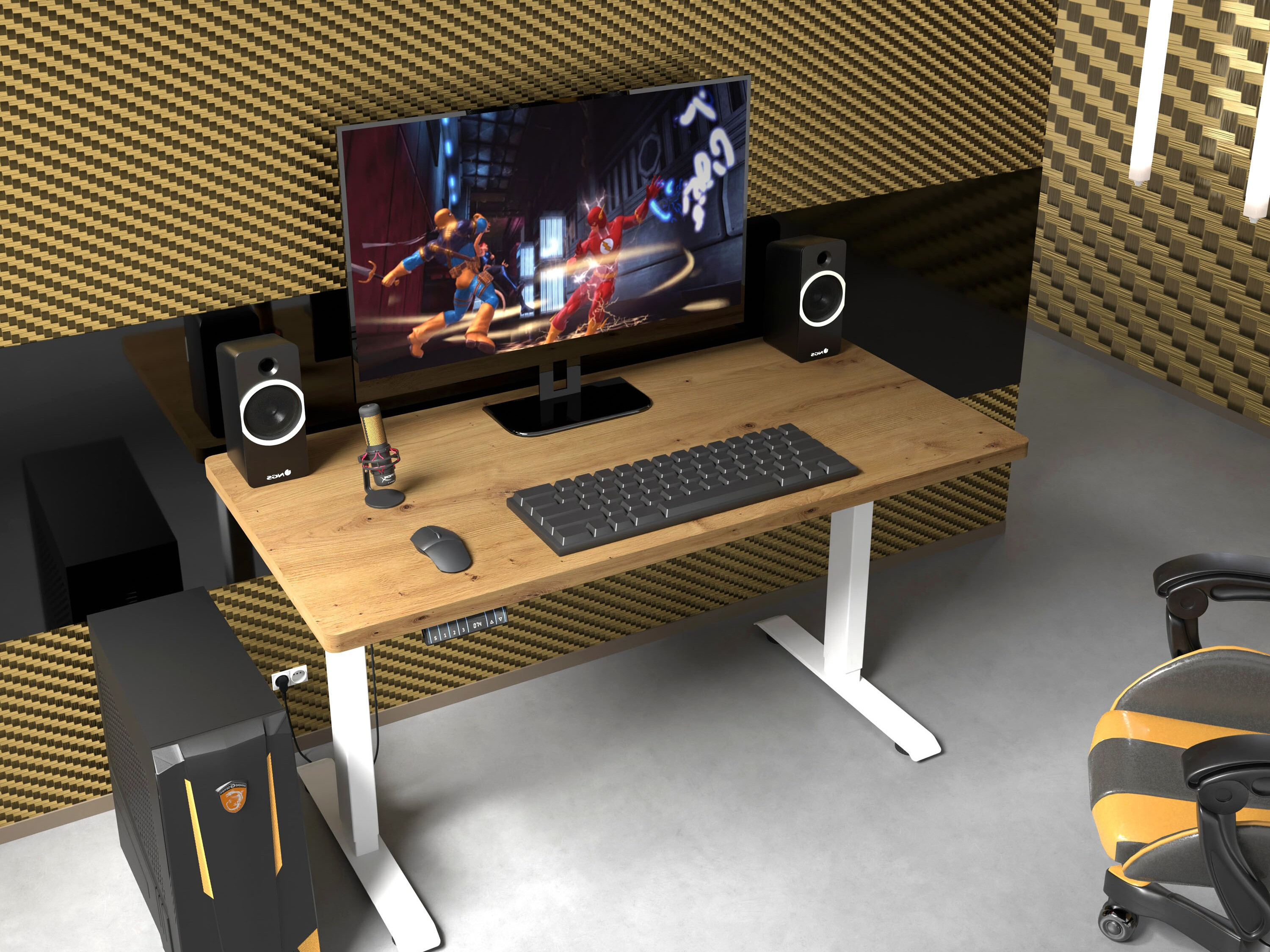 Højdejusterbart arbejdsbord Buffalo 184 (Hvid)