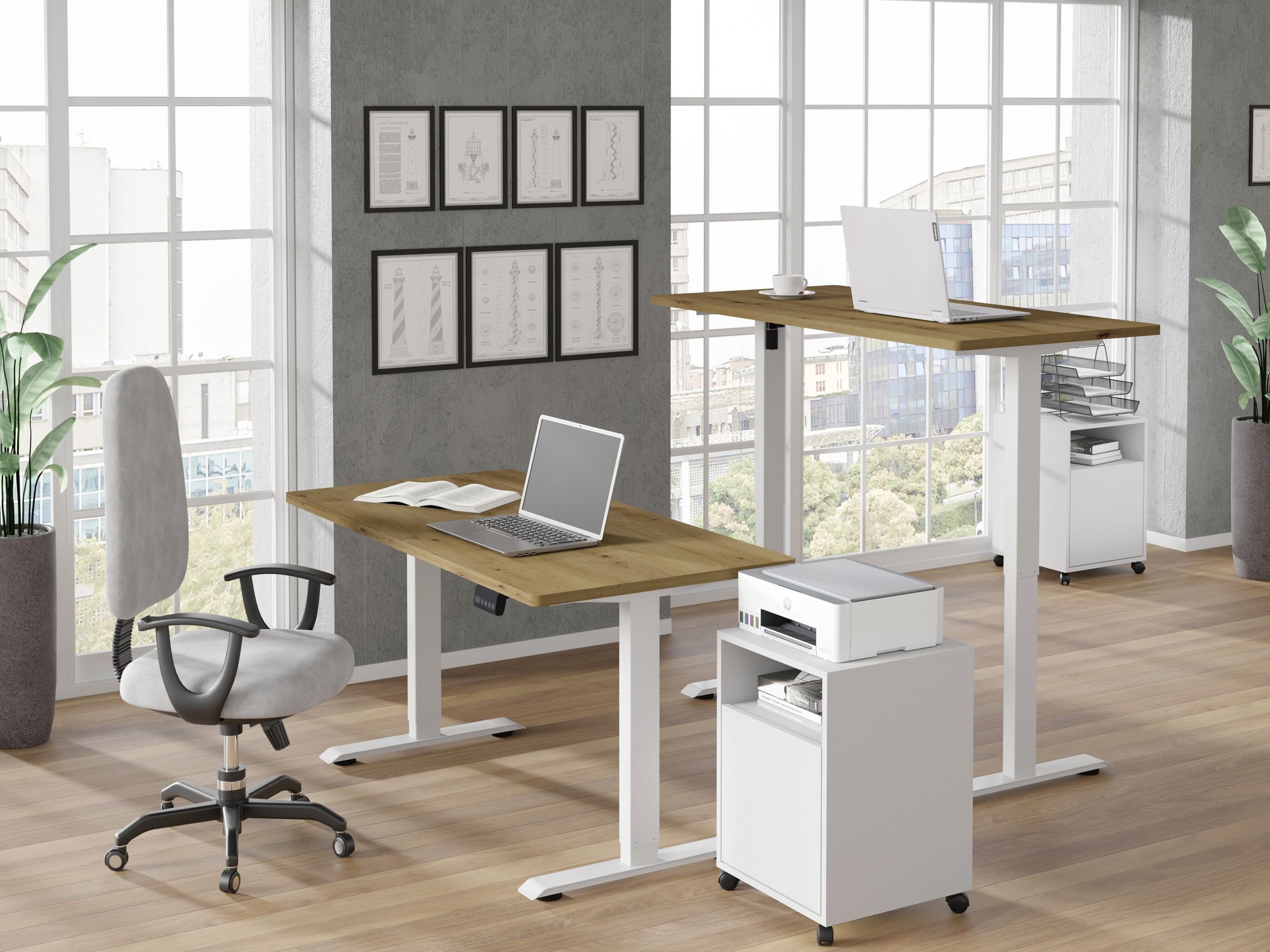 Højdejusterbart arbejdsbord Buffalo 184 (Hvid)