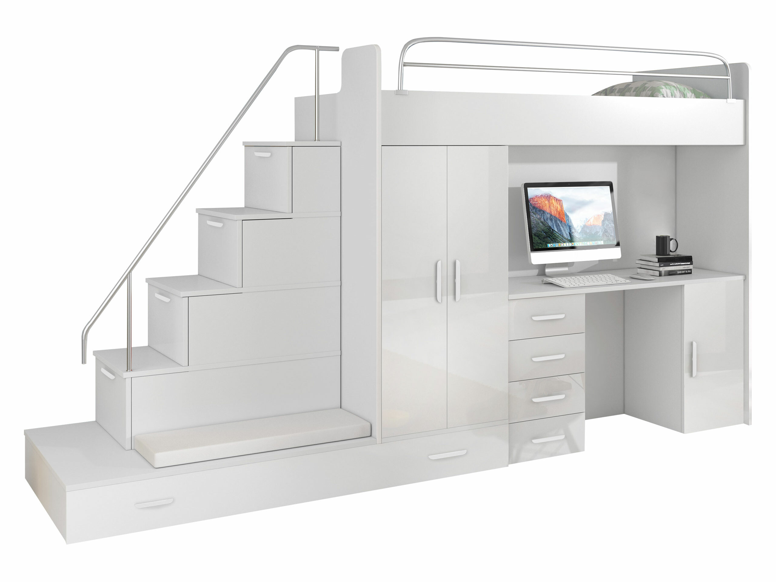 Børneværelsessæt Campus I (Hvid + Glansfuld hvid)