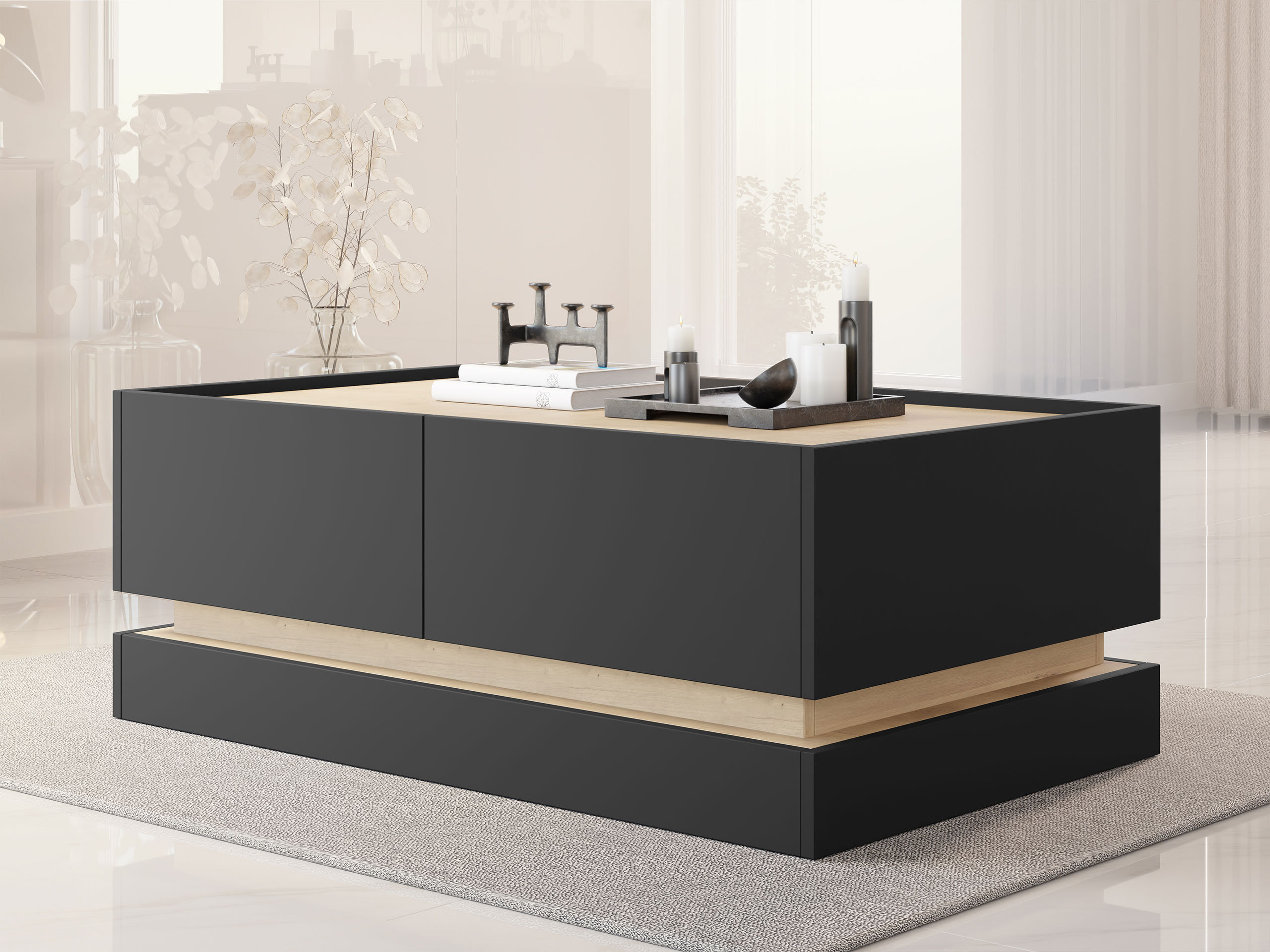 Sofabord Comfivo Tilia (Sort + Egetræ)