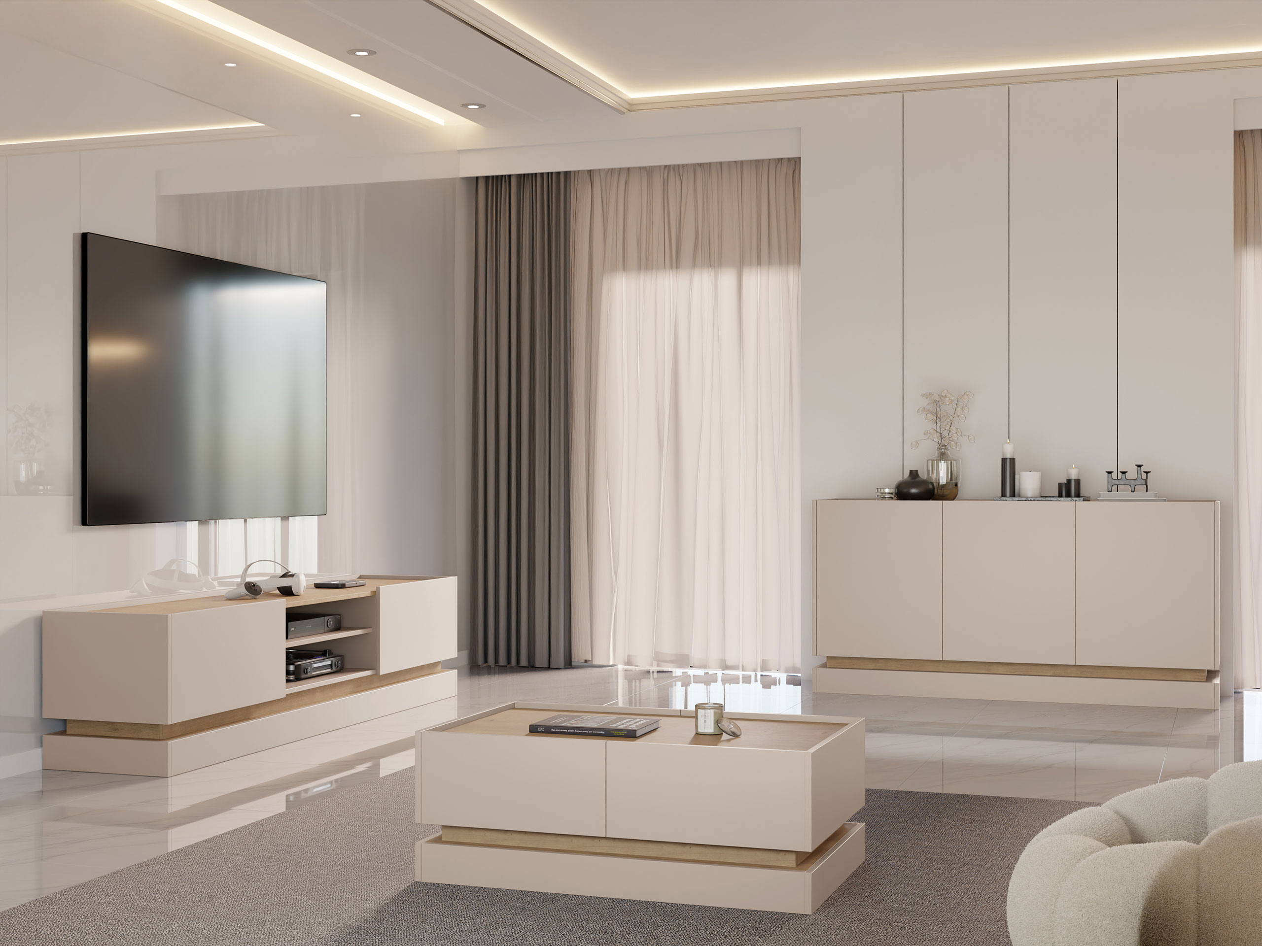 Stuemøbelsæt Comfivo Dalvenu 104 (Lysebrun + Egetræ)