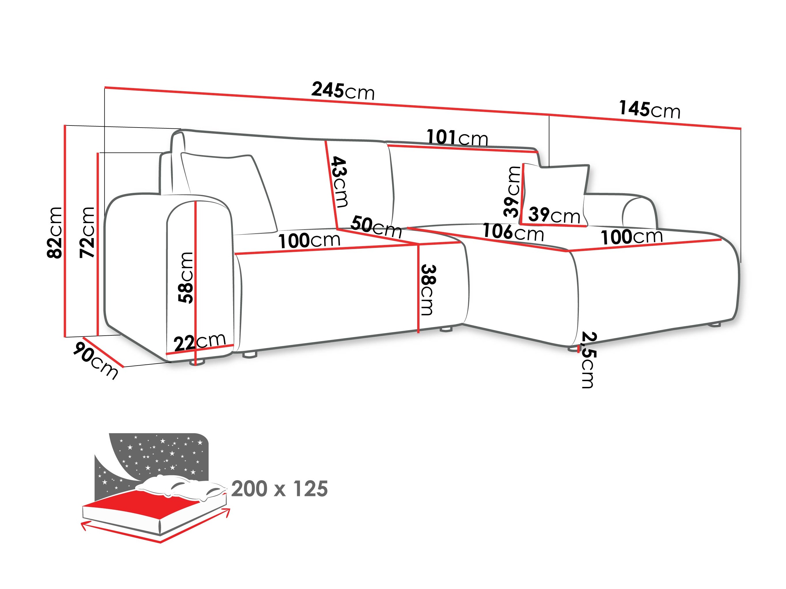 Hjørnesofa Shelton 109 (Taro 25)