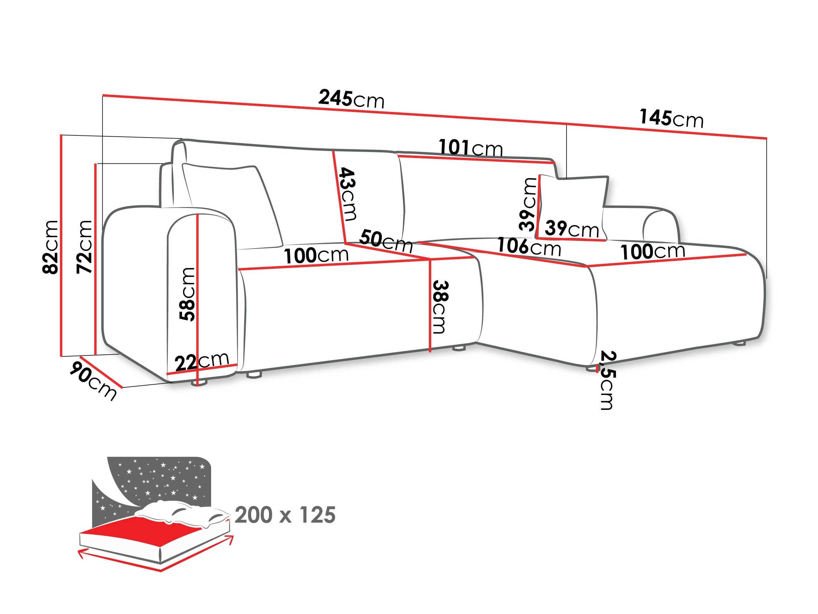 Hjørnesofa Shelton 109 (Taro 57)