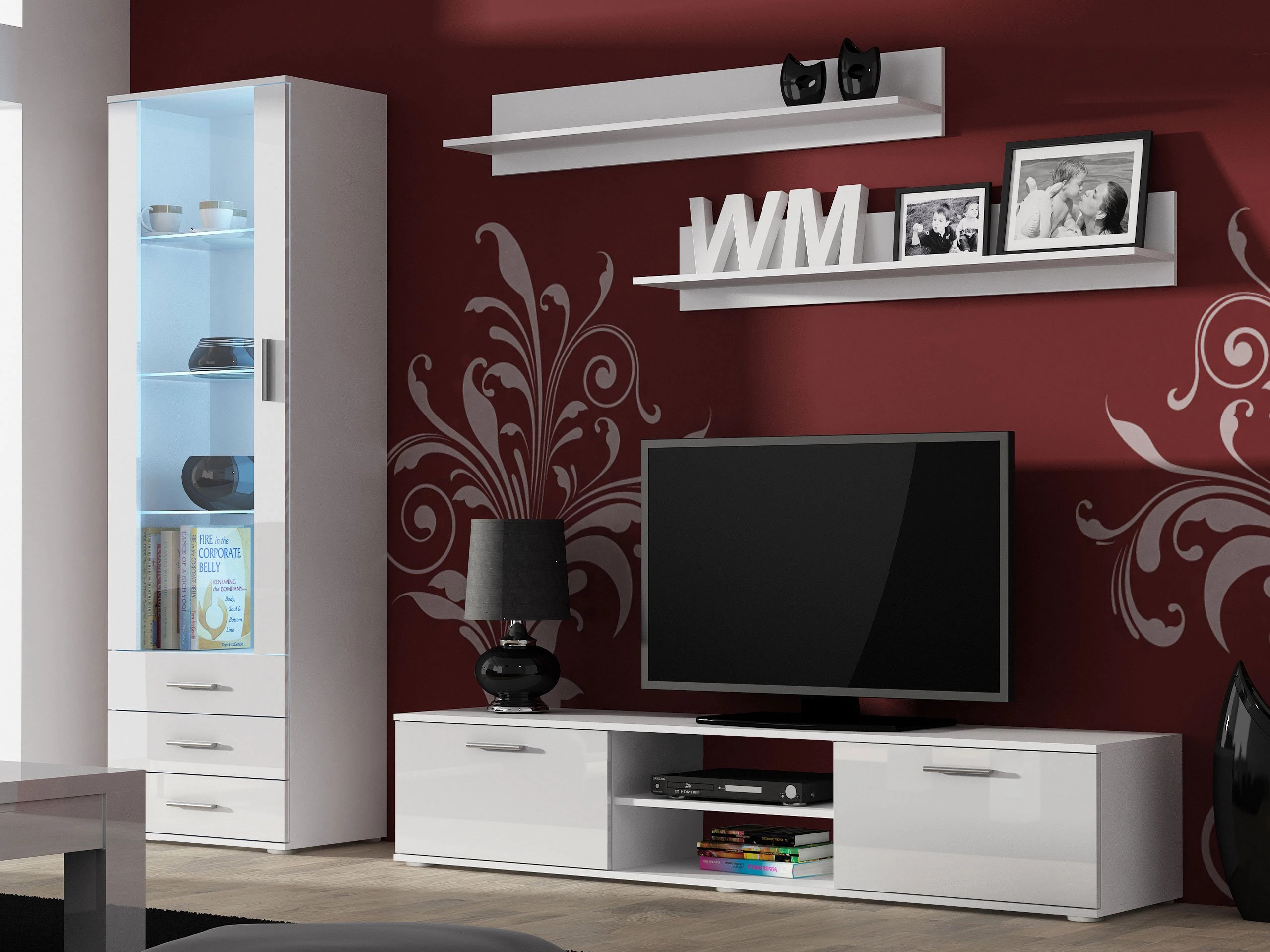 Stuemøbelsæt Tornola 107 (Hvid + Glansfuld hvid)