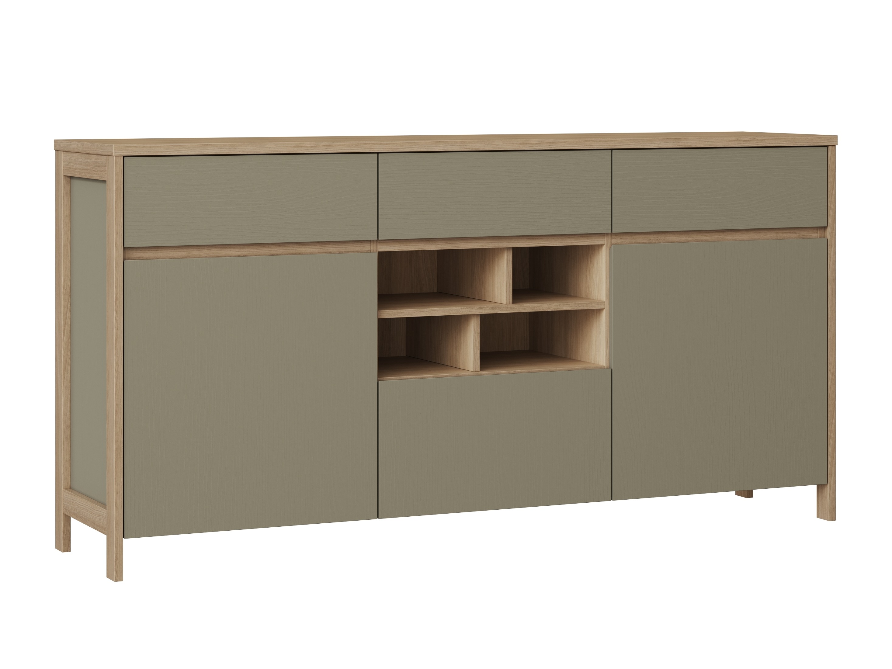 Kommode Fermaru 104 (Støvet grøn + Egetræ)