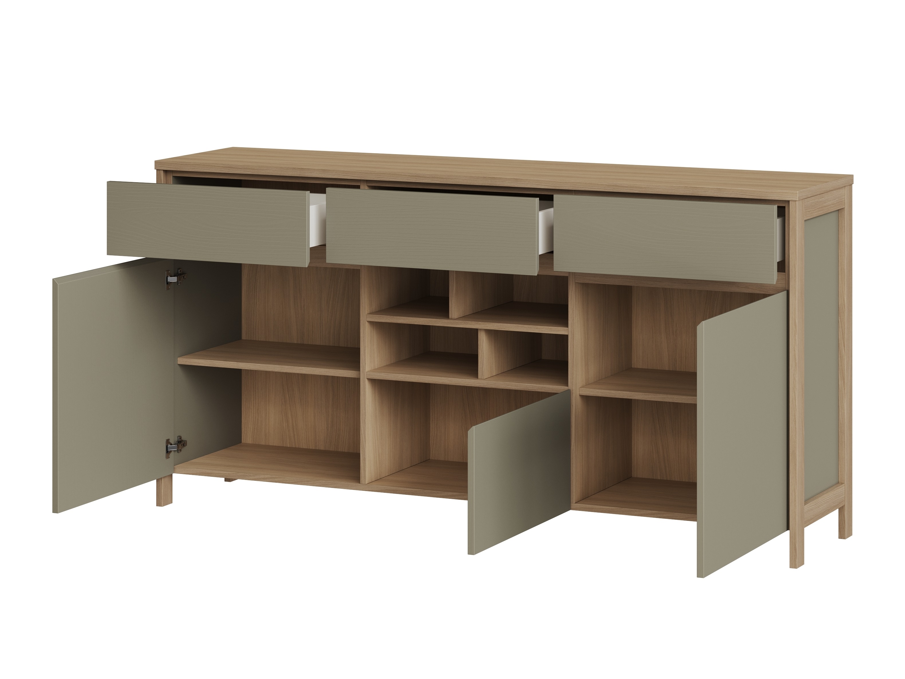 Kommode Fermaru 104 (Støvet grøn + Egetræ)