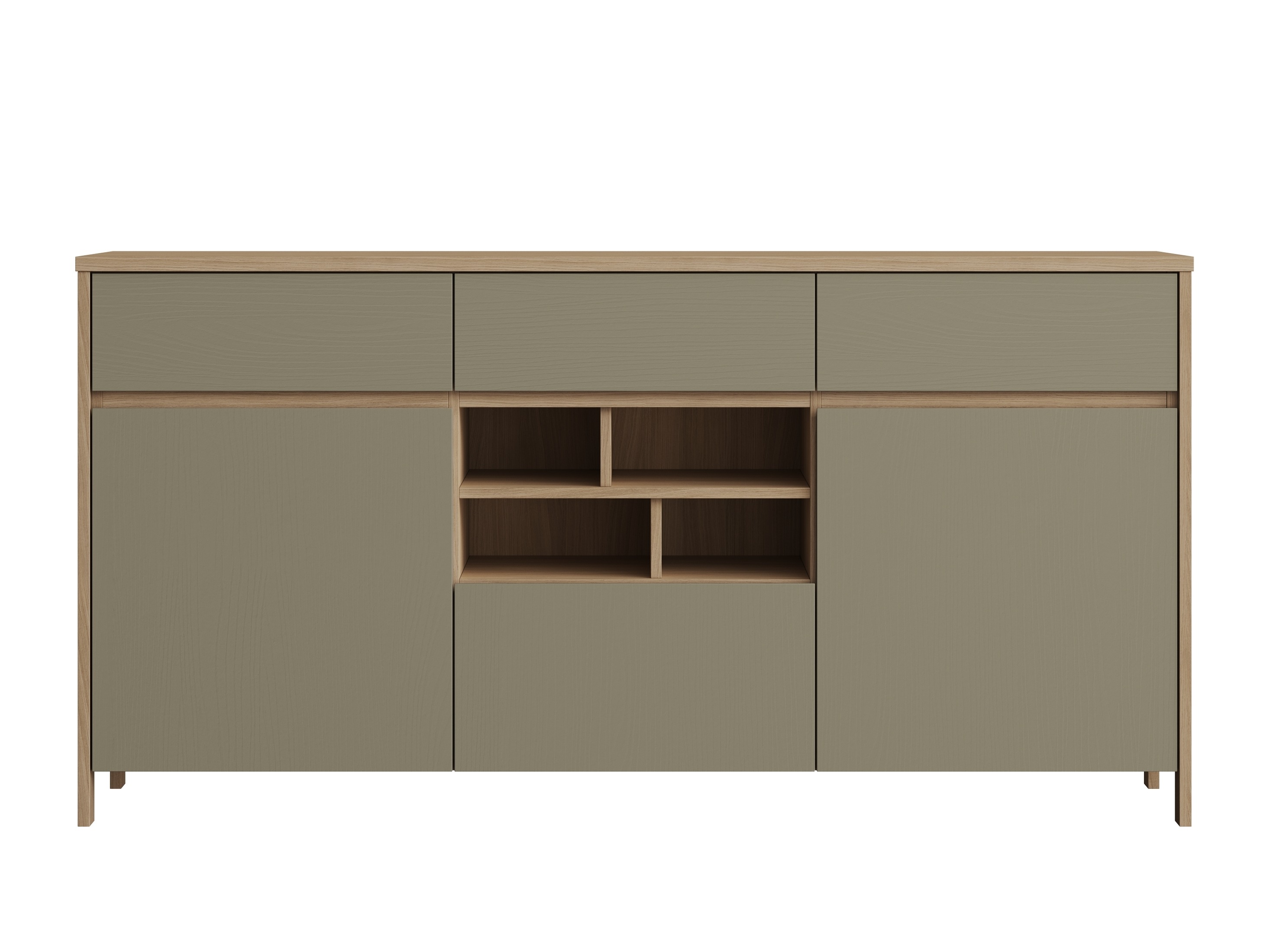 Kommode Fermaru 104 (Støvet grøn + Egetræ)