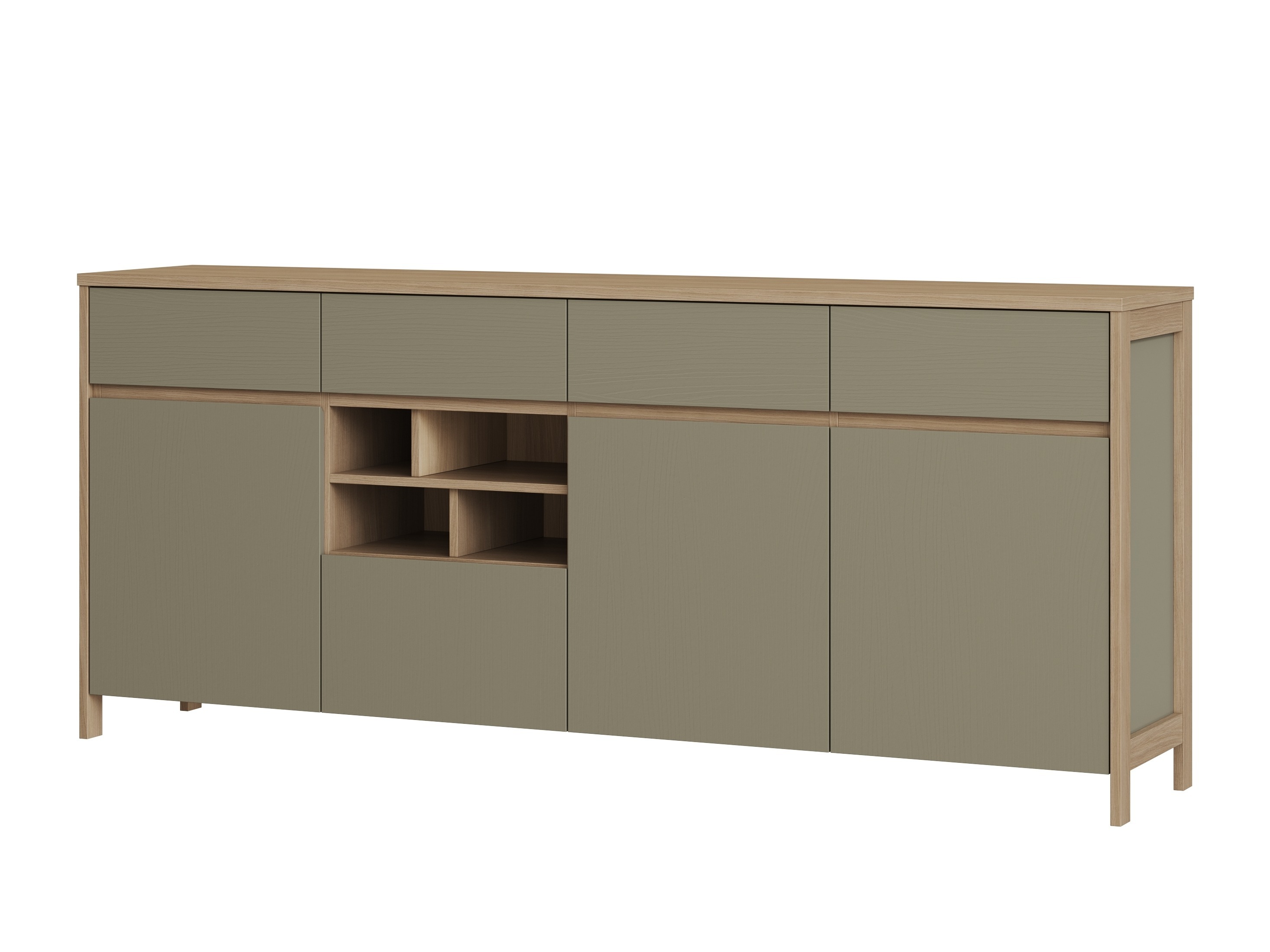 Kommode Fermaru 105 (Støvet grøn + Egetræ)