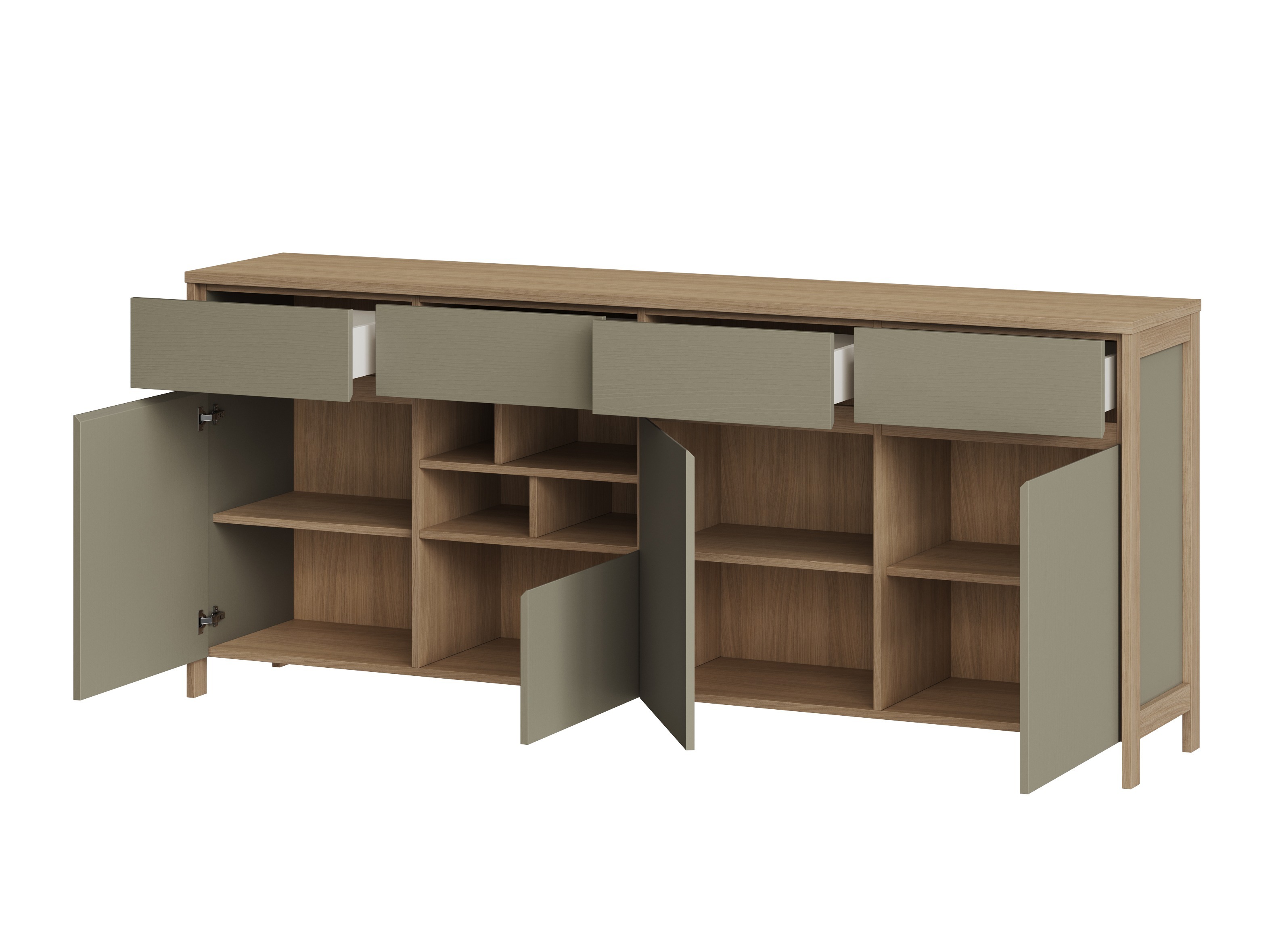 Kommode Fermaru 105 (Støvet grøn + Egetræ)