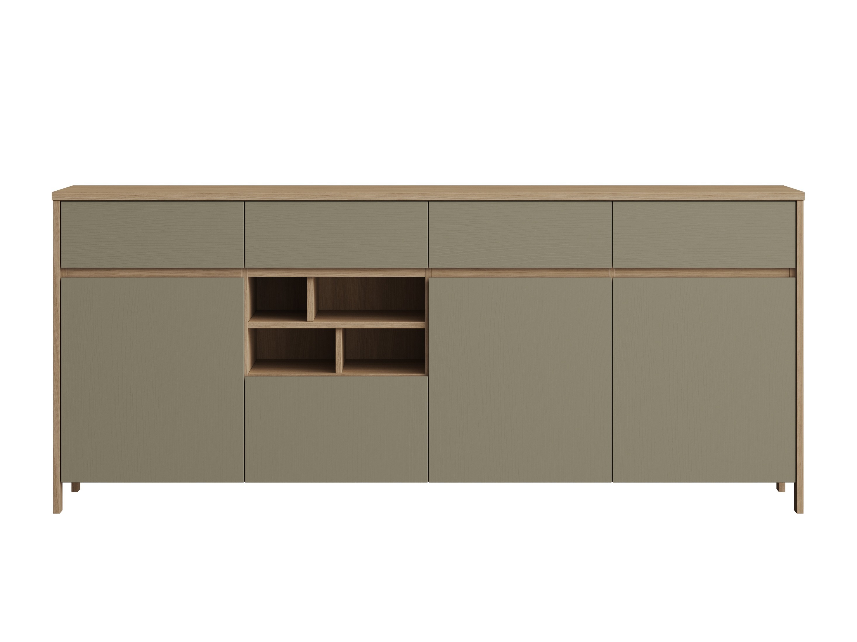 Kommode Fermaru 105 (Støvet grøn + Egetræ)