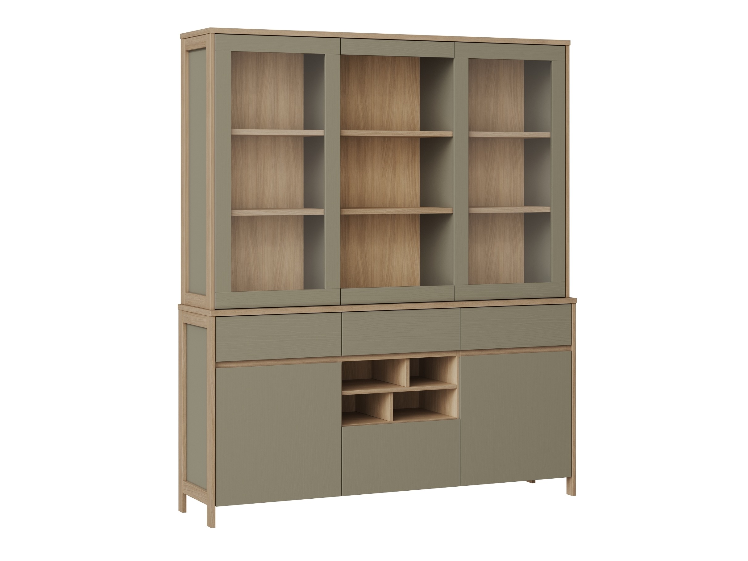 Reol Fermaru 100 (Støvet grøn + Egetræ)