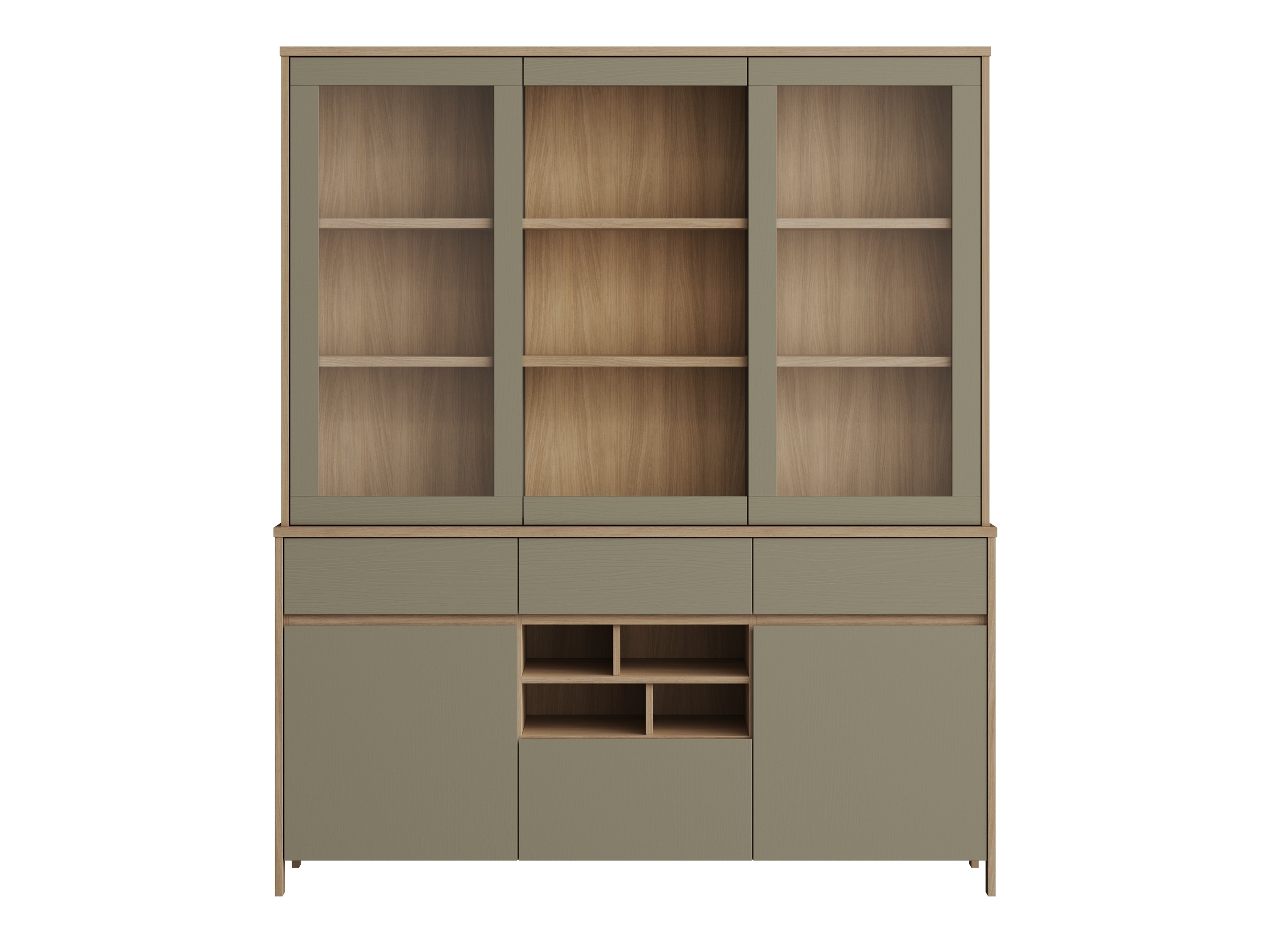 Reol Fermaru 100 (Støvet grøn + Egetræ)