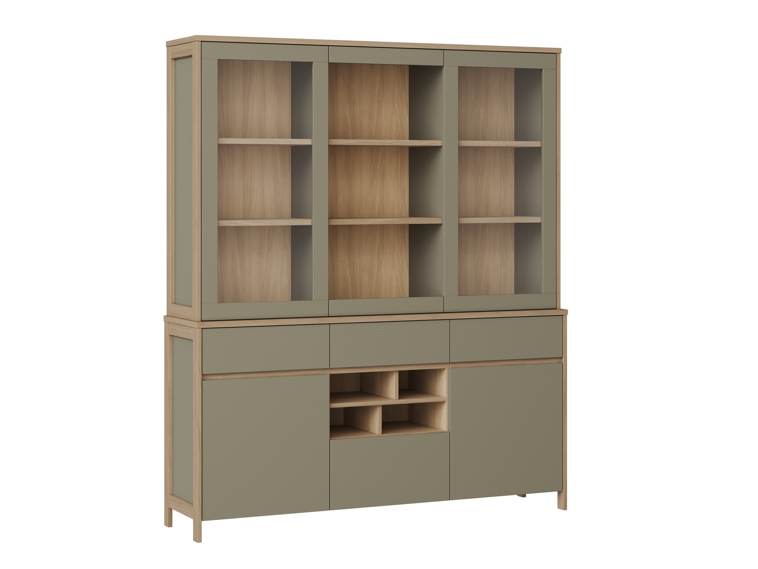 Reol Fermaru 100 (Støvet grøn + Egetræ)