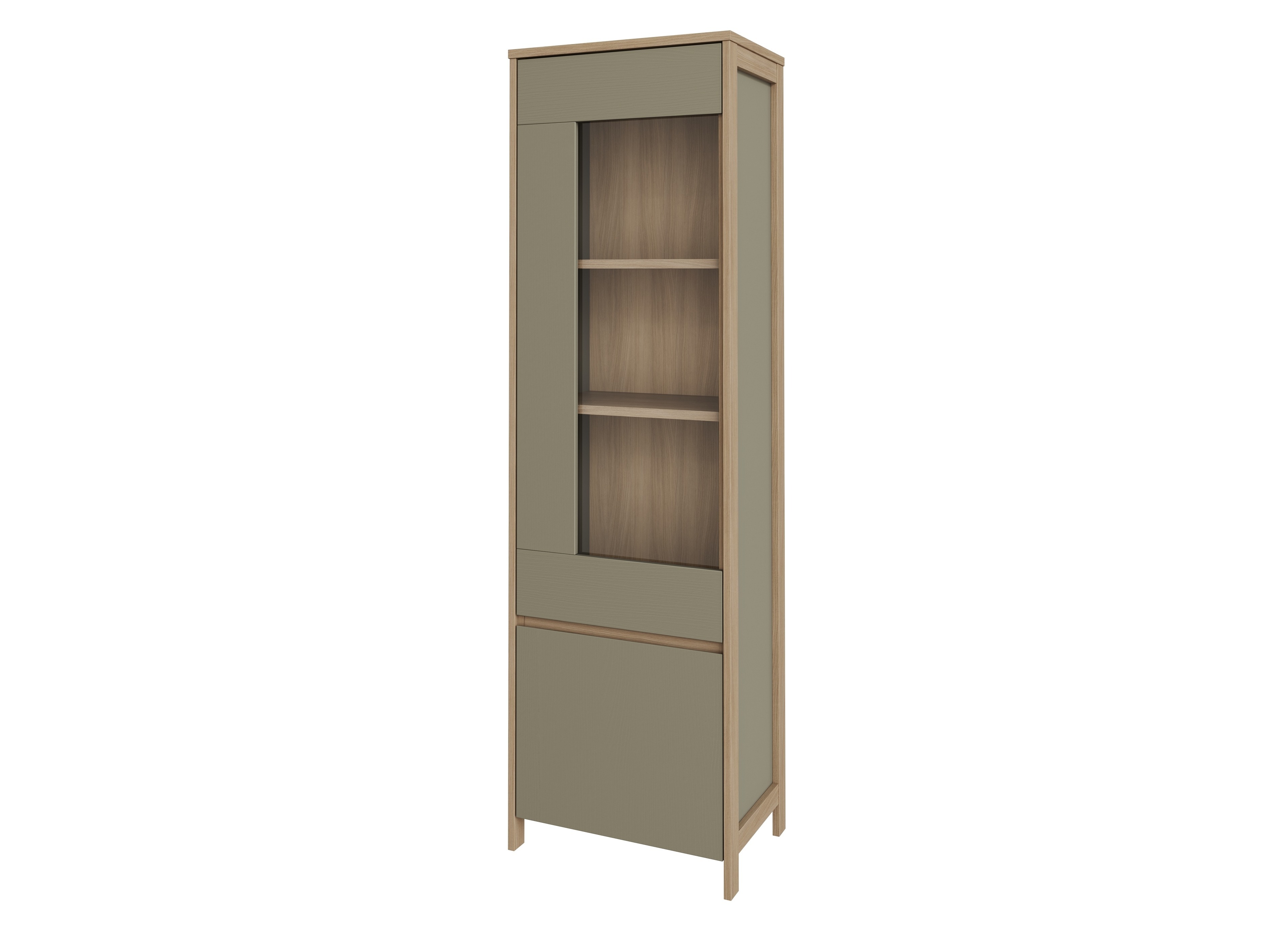 Reol Fermaru 101 (Støvet grøn + Egetræ)