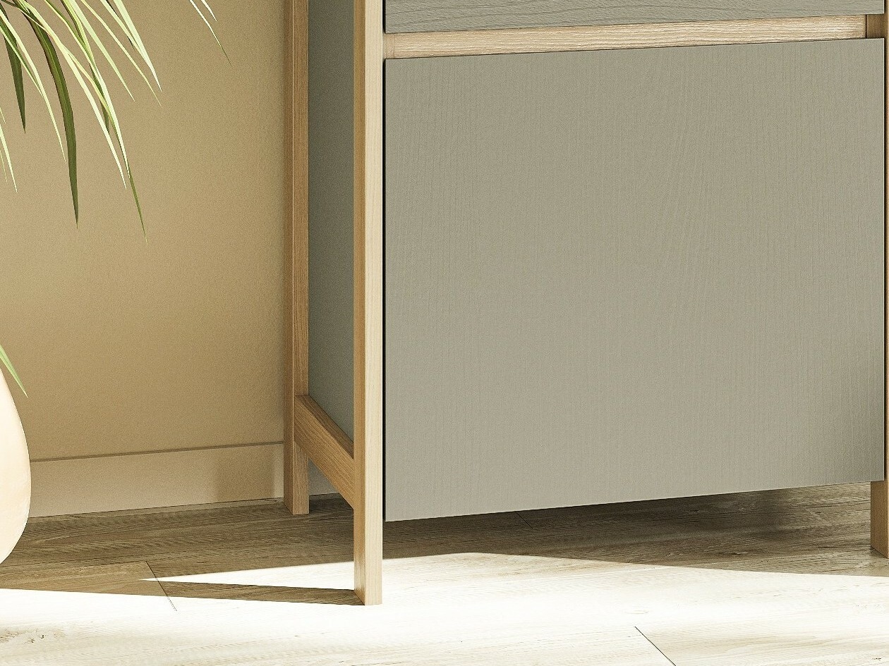 Reol Fermaru 101 (Støvet grøn + Egetræ)