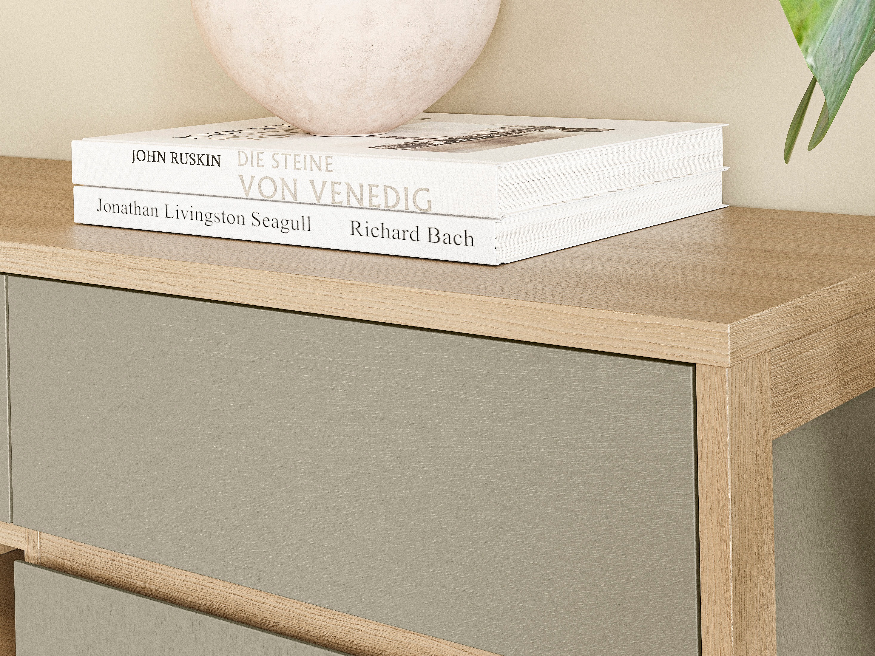 Skænk Fermaru 106 (Støvet grøn + Egetræ)