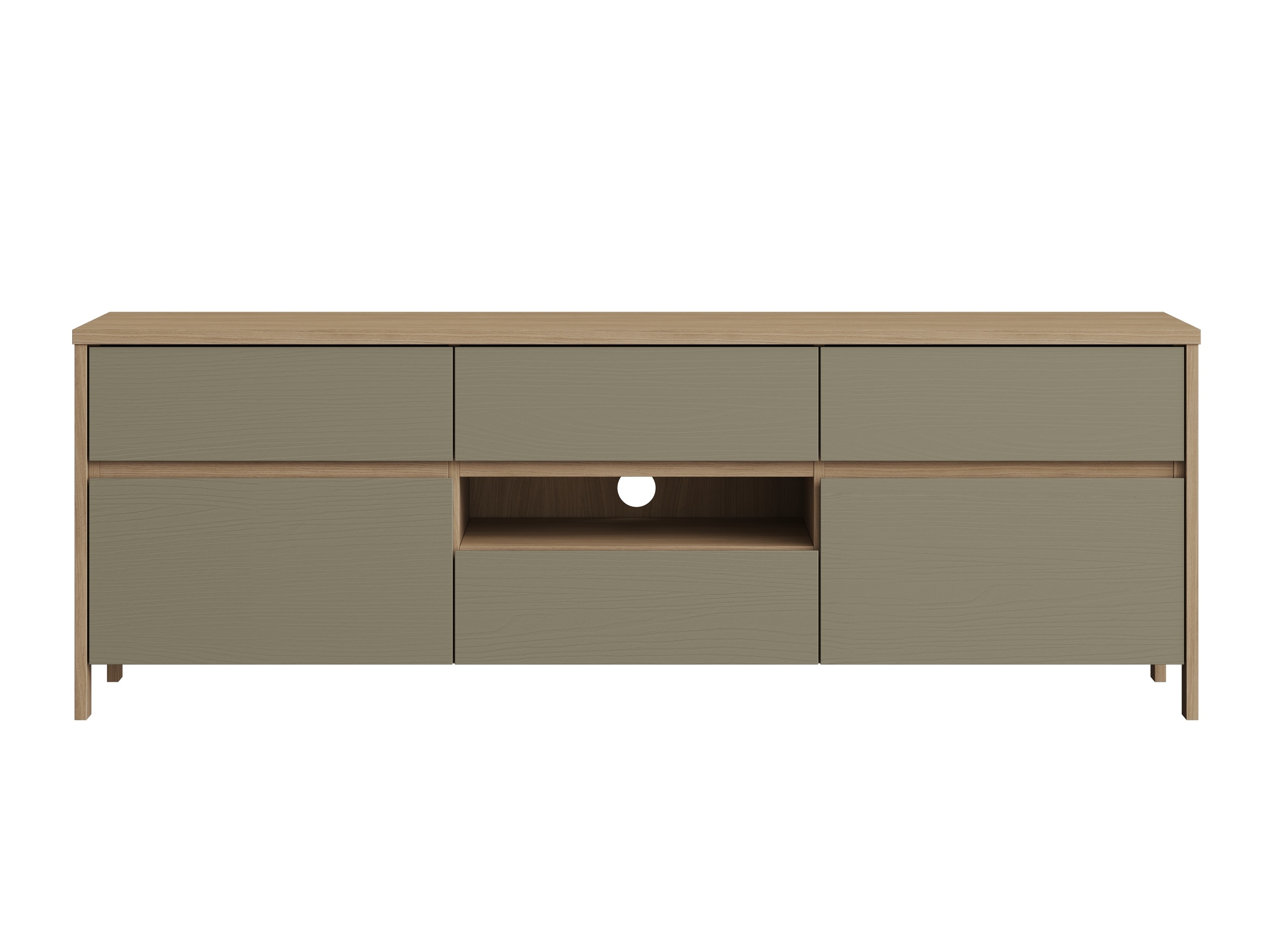 TV-bord Fermaru 102 (Støvet grøn + Egetræ)