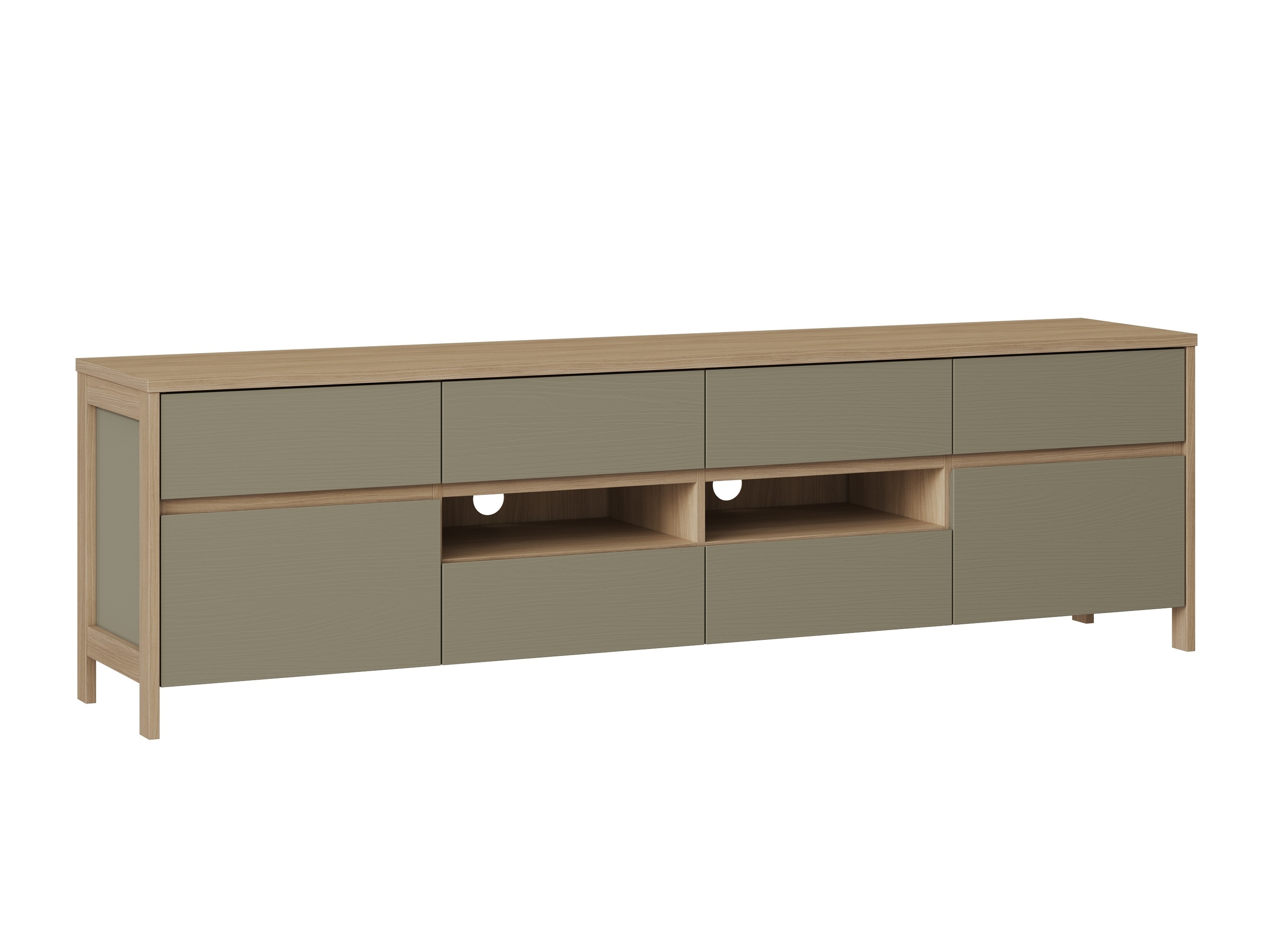 TV-bord Fermaru 103 (Støvet grøn + Egetræ)