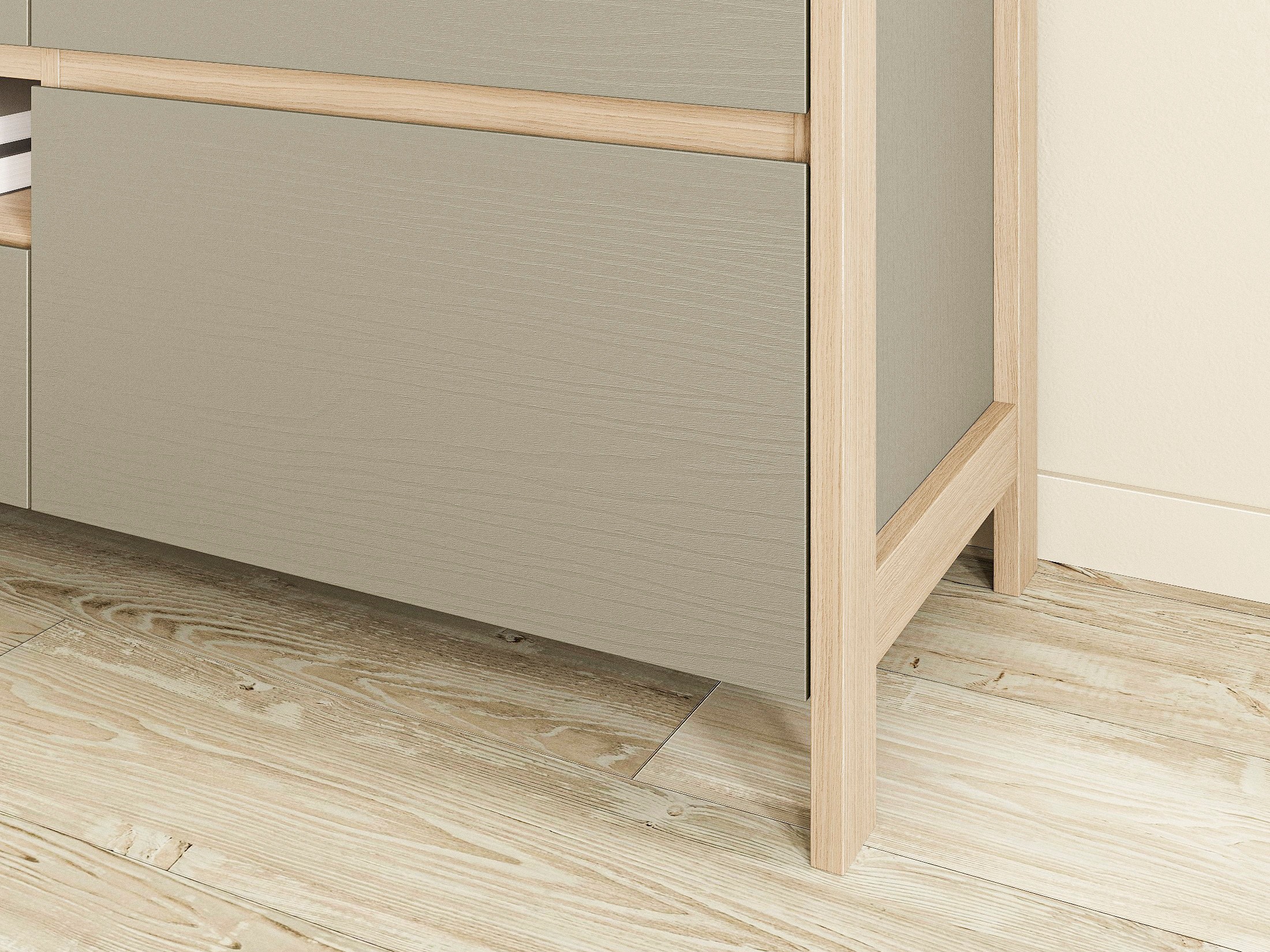 TV-bord Fermaru 103 (Støvet grøn + Egetræ)