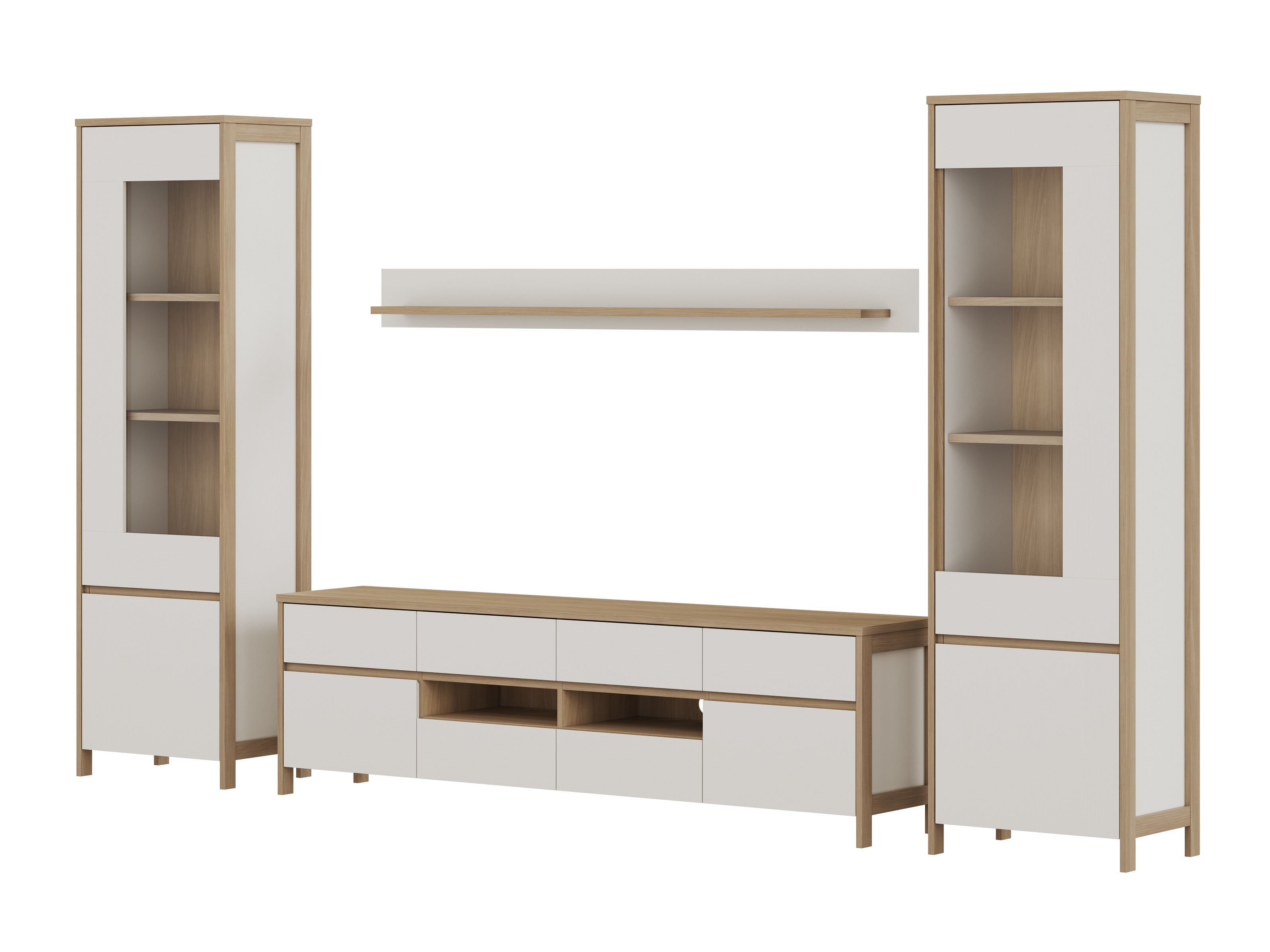 Stuemøbelsæt Fermaru 111 (Hvid + Egetræ)