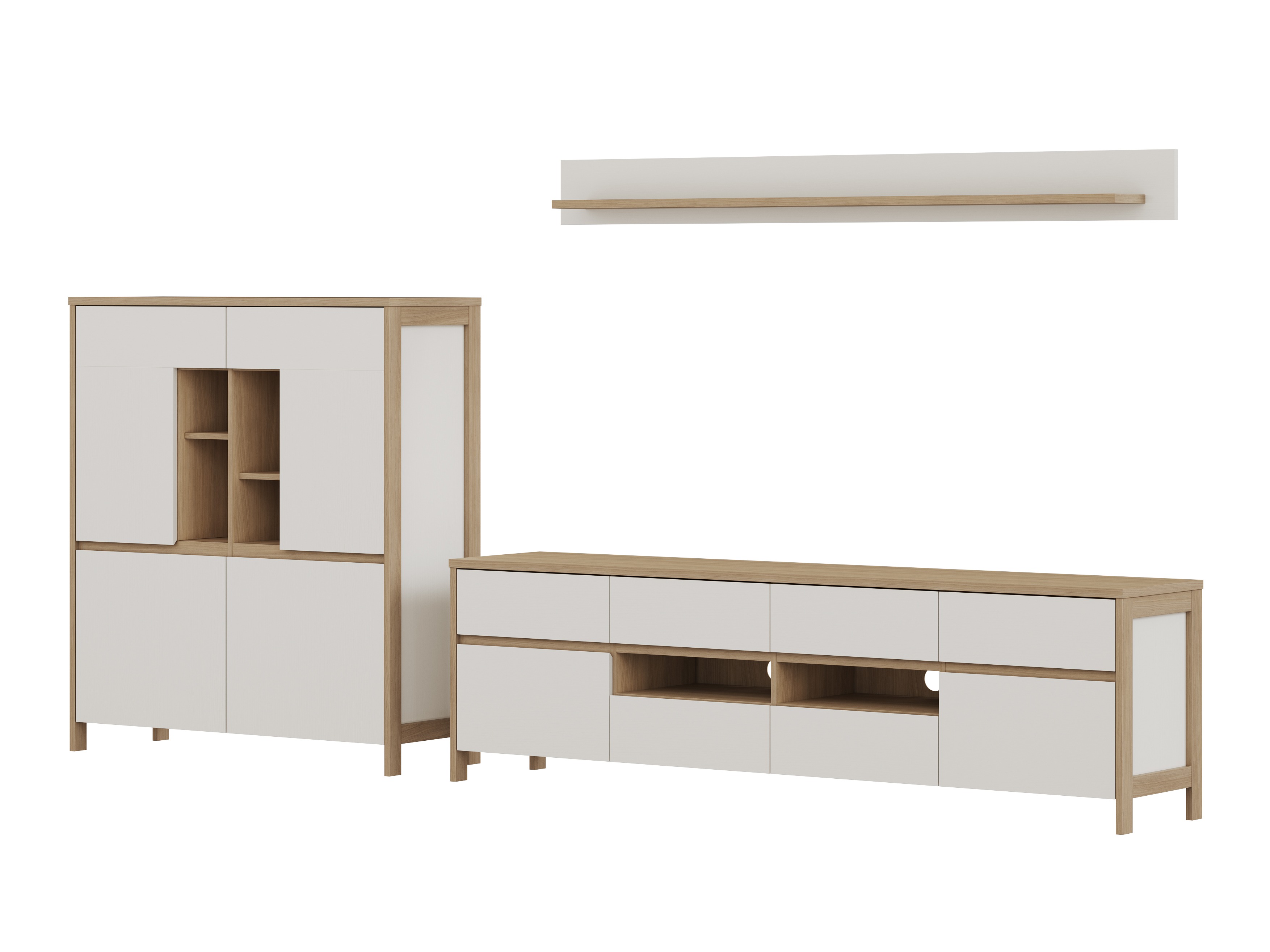 Stuemøbelsæt Fermaru 112 (Hvid + Egetræ)