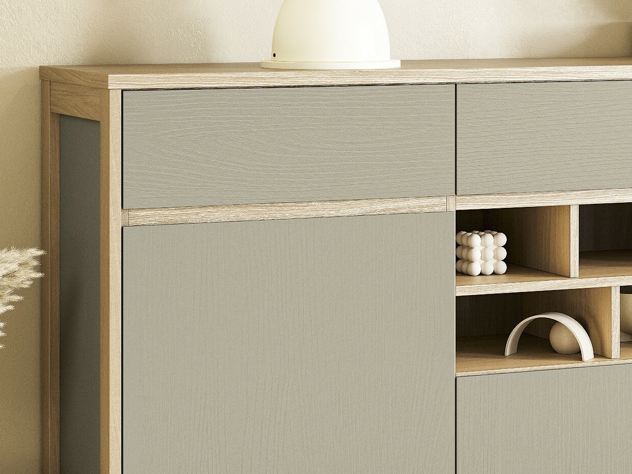 Hjemmekontorsæt Fermaru 116 (Støvet grøn + Egetræ)