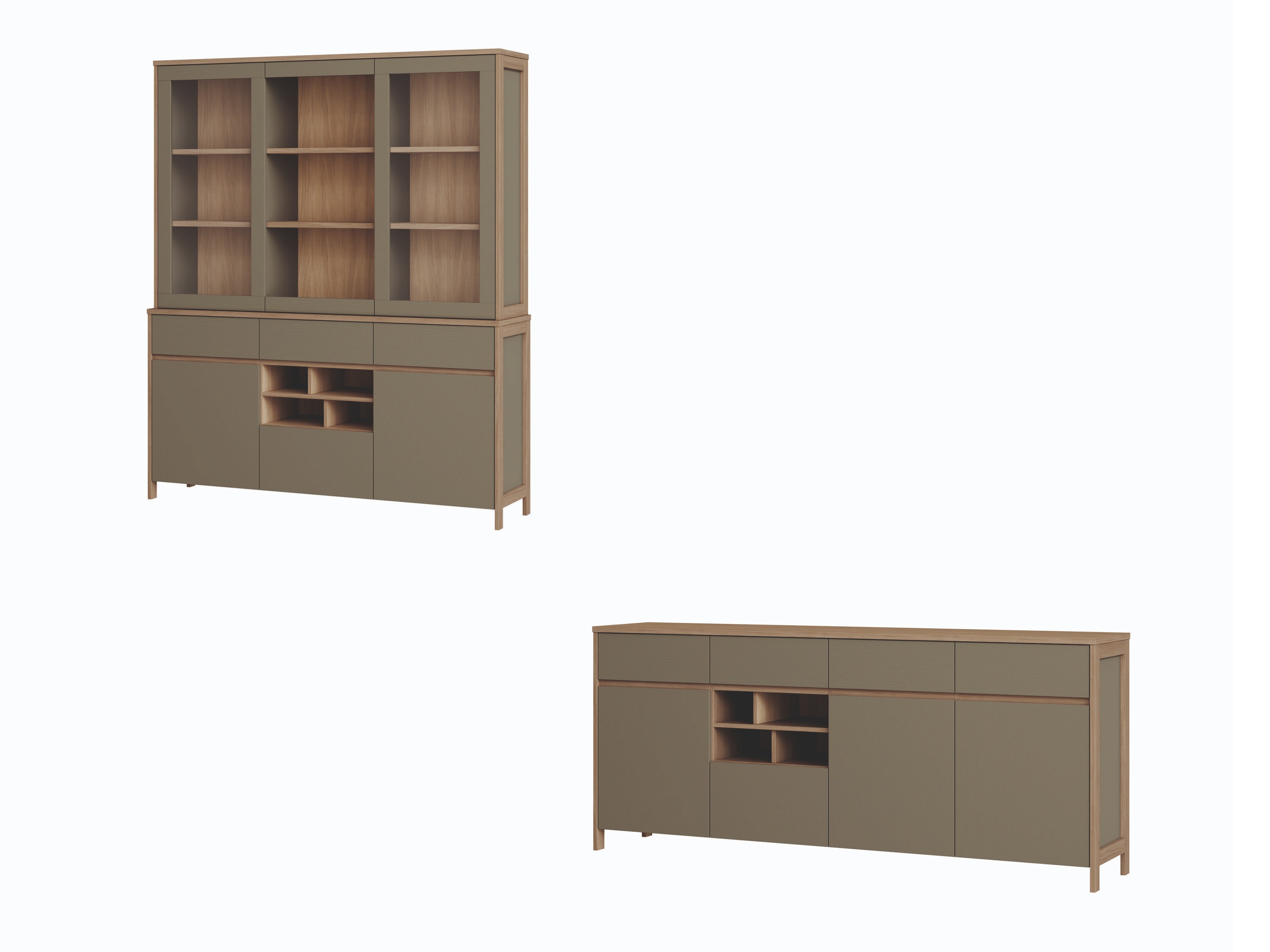 Møbelsæt Fermaru 114 (Støvet grøn + Egetræ)