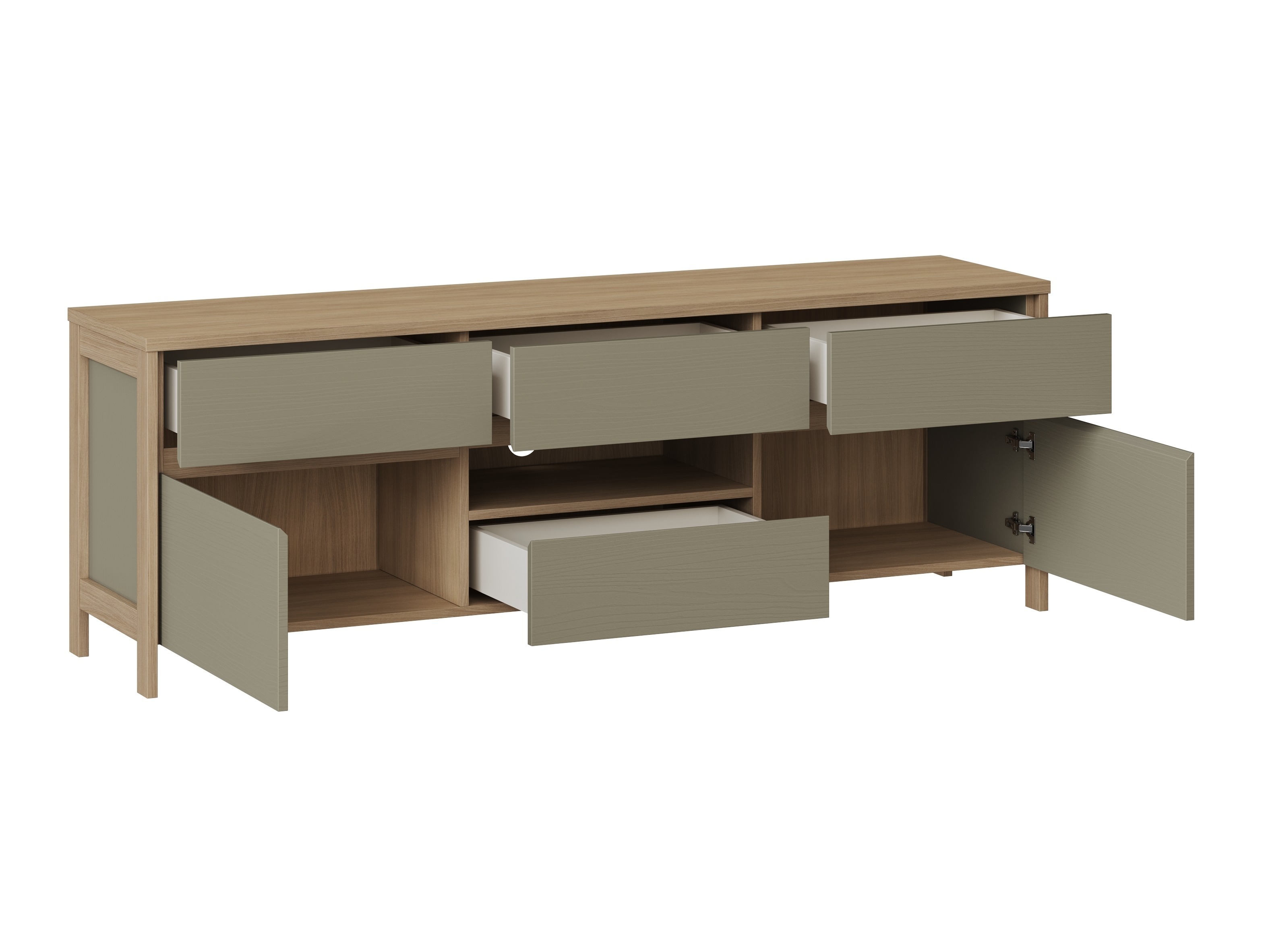 Stuemøbelsæt Fermaru 110 (Støvet grøn + Egetræ)