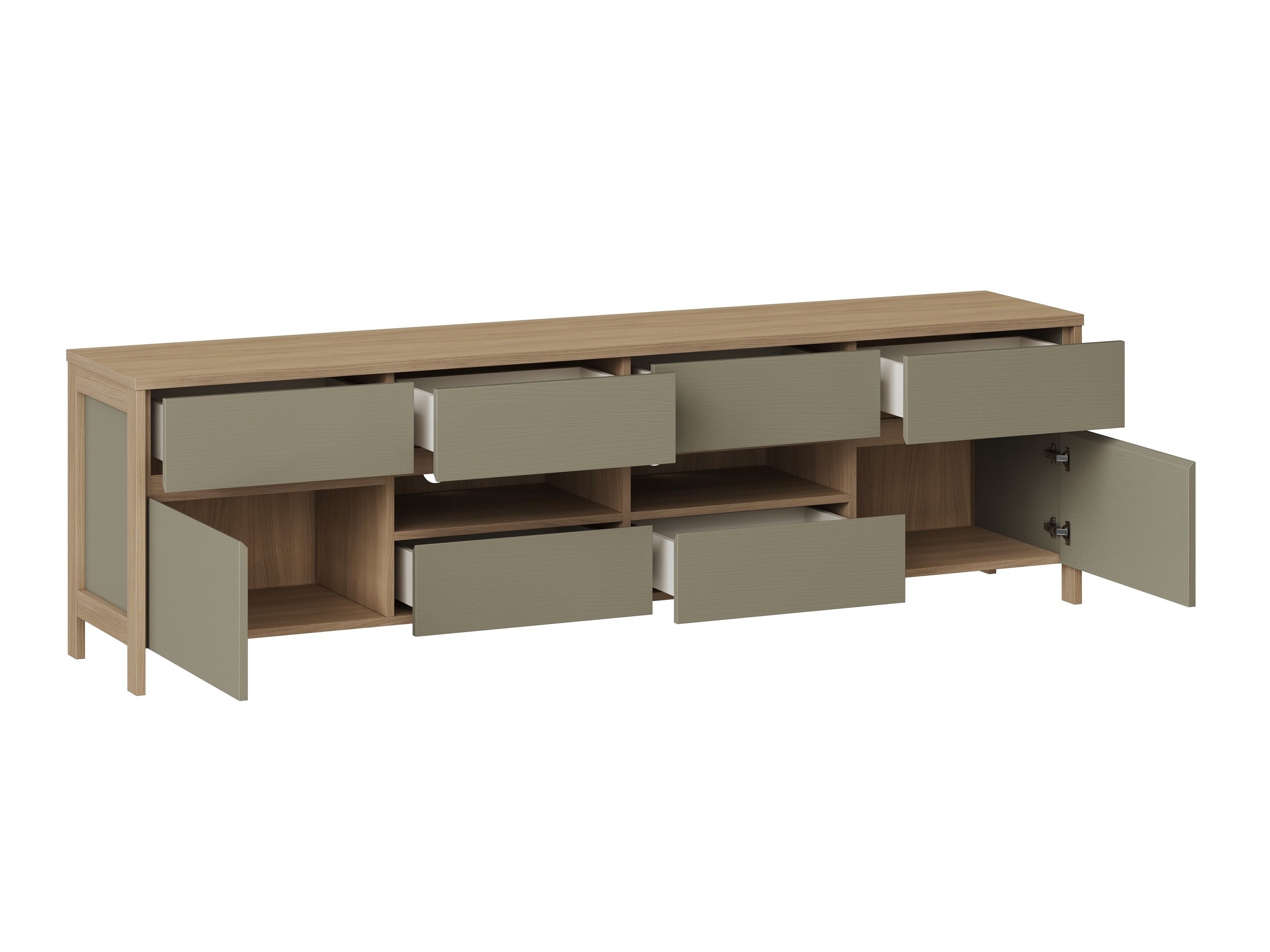 Stuemøbelsæt Fermaru 111 (Støvet grøn + Egetræ)