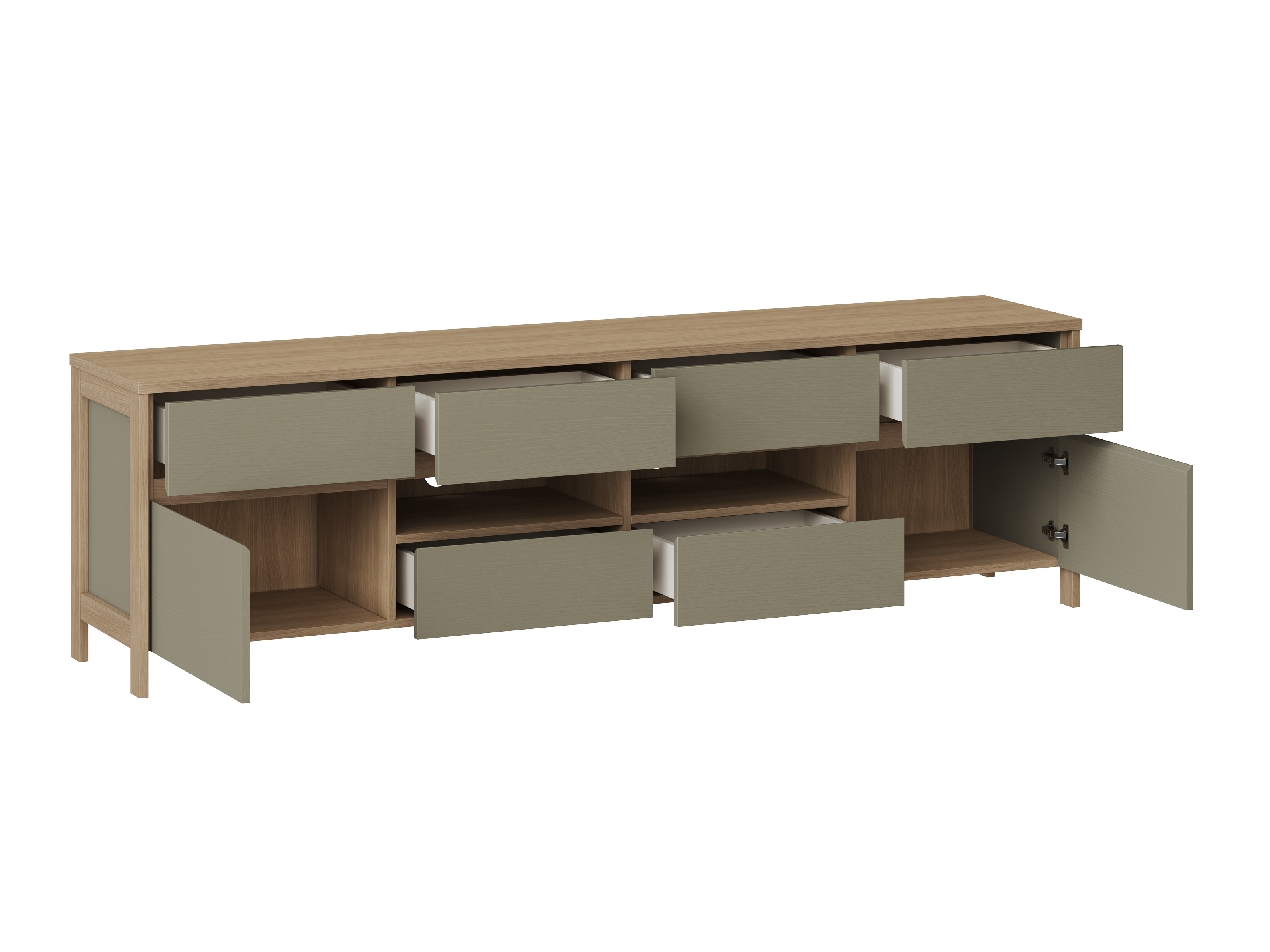 Stuemøbelsæt Fermaru 112 (Støvet grøn + Egetræ)