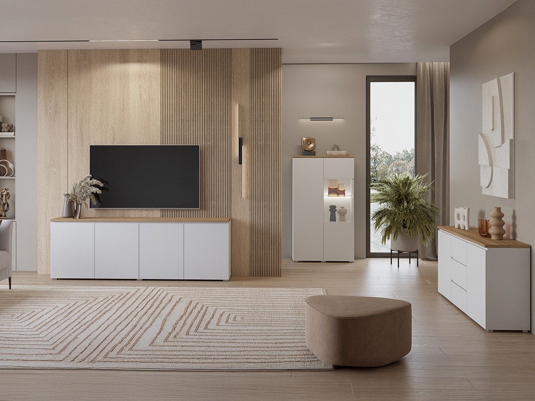 Kommode Baletu 106 (Hvid + Egetræ)