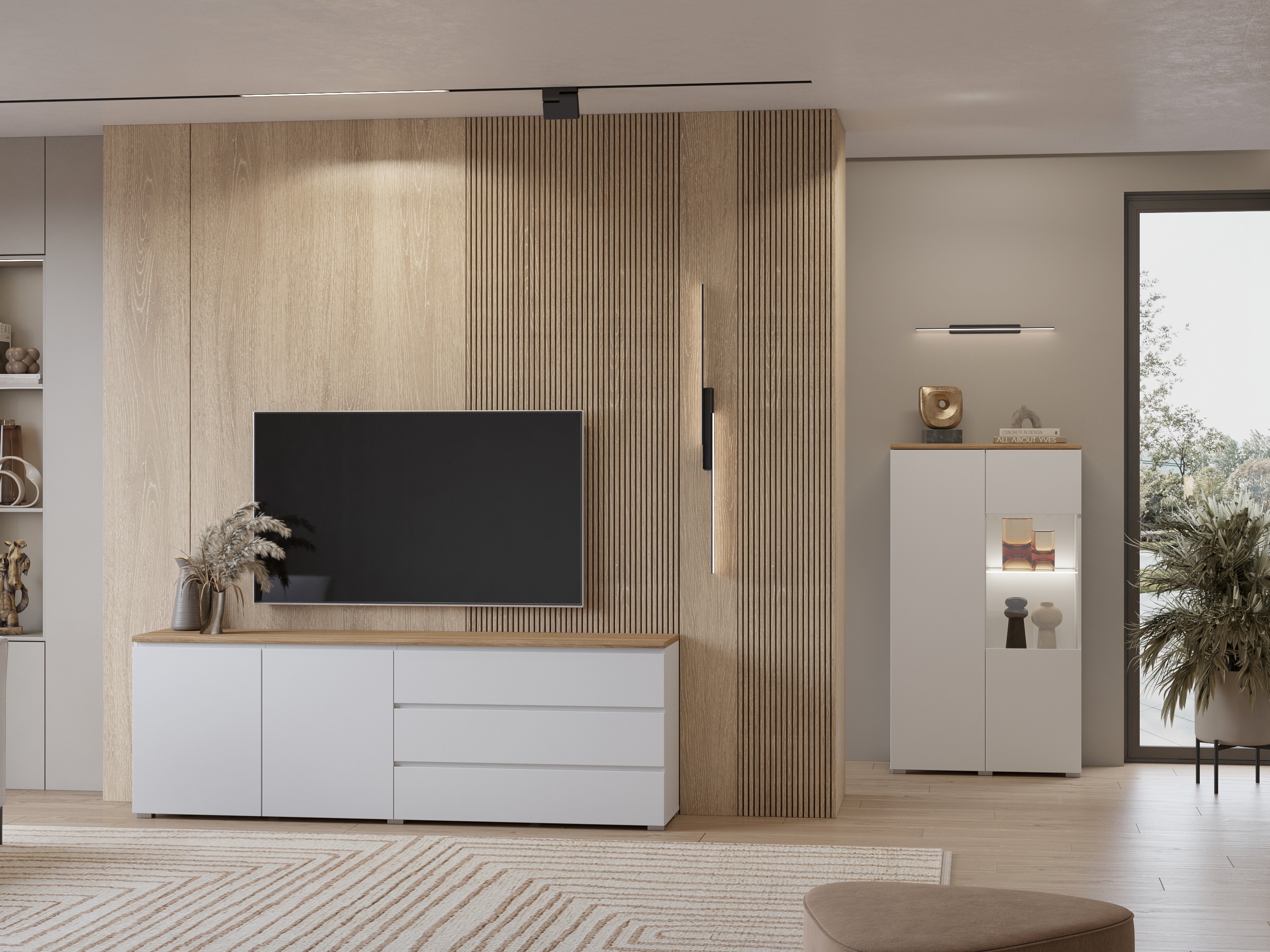 Kommode Baletu 107 (Hvid + Egetræ)