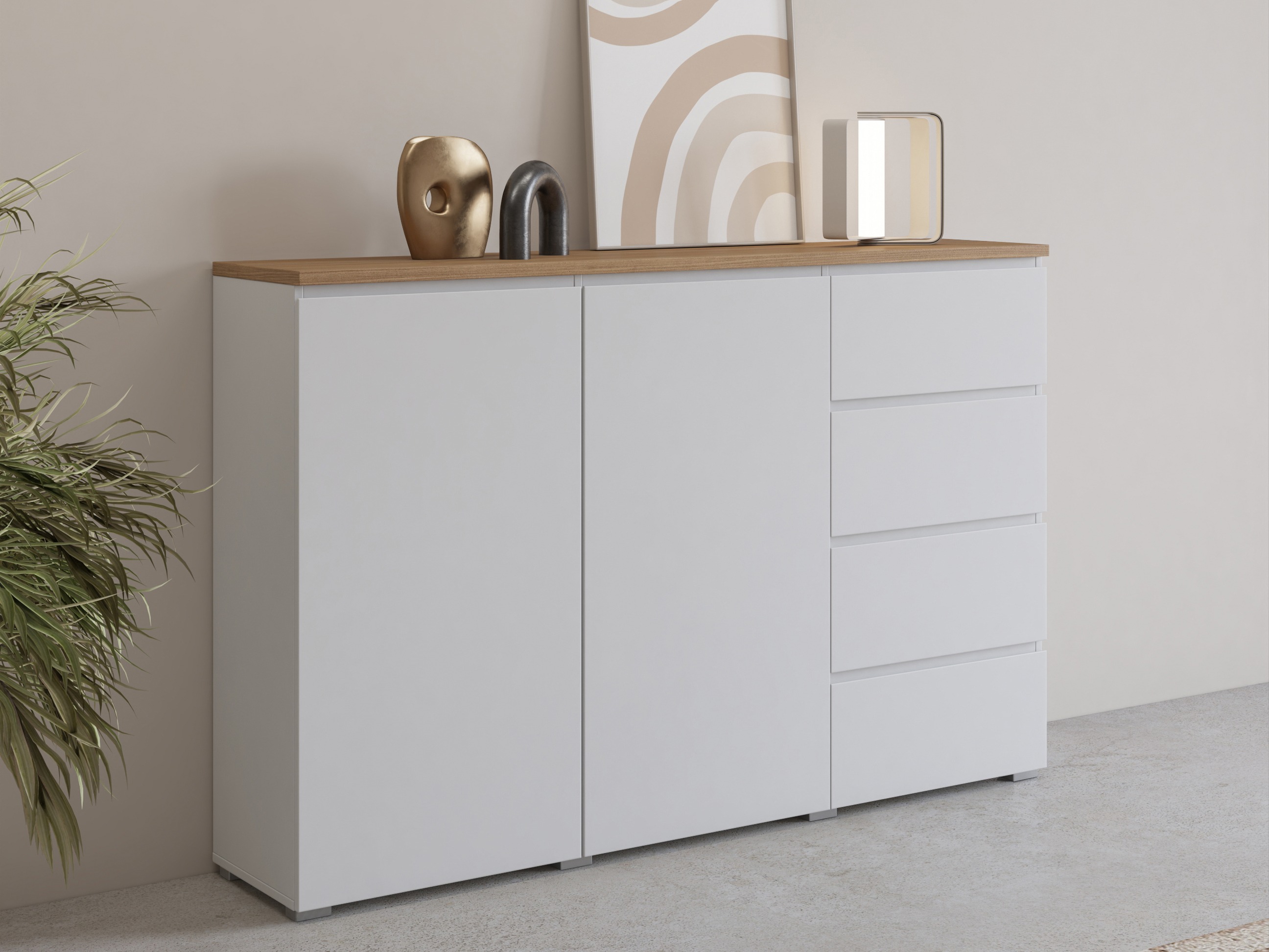 Kommode Baletu 109 (Hvid + Egetræ)