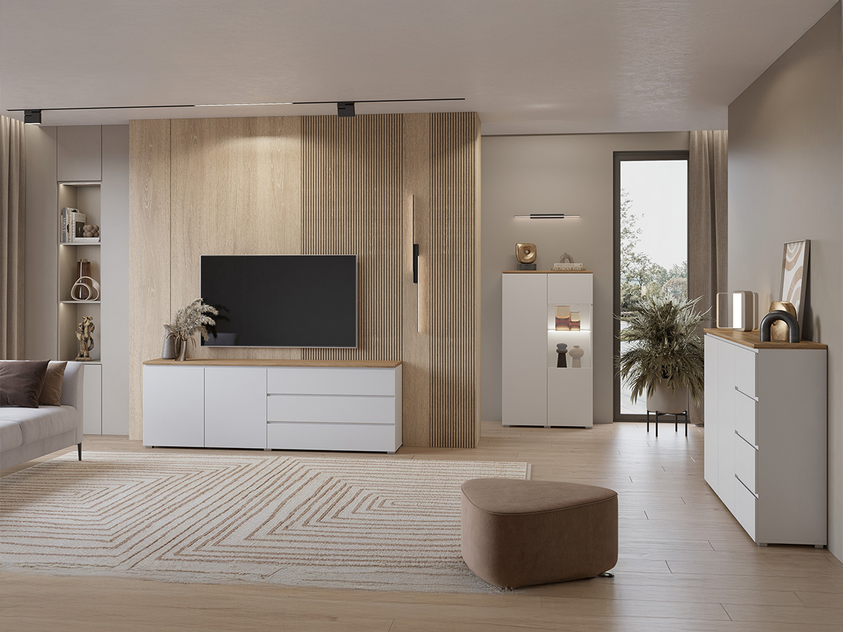 Kommode Baletu 109 (Hvid + Egetræ)