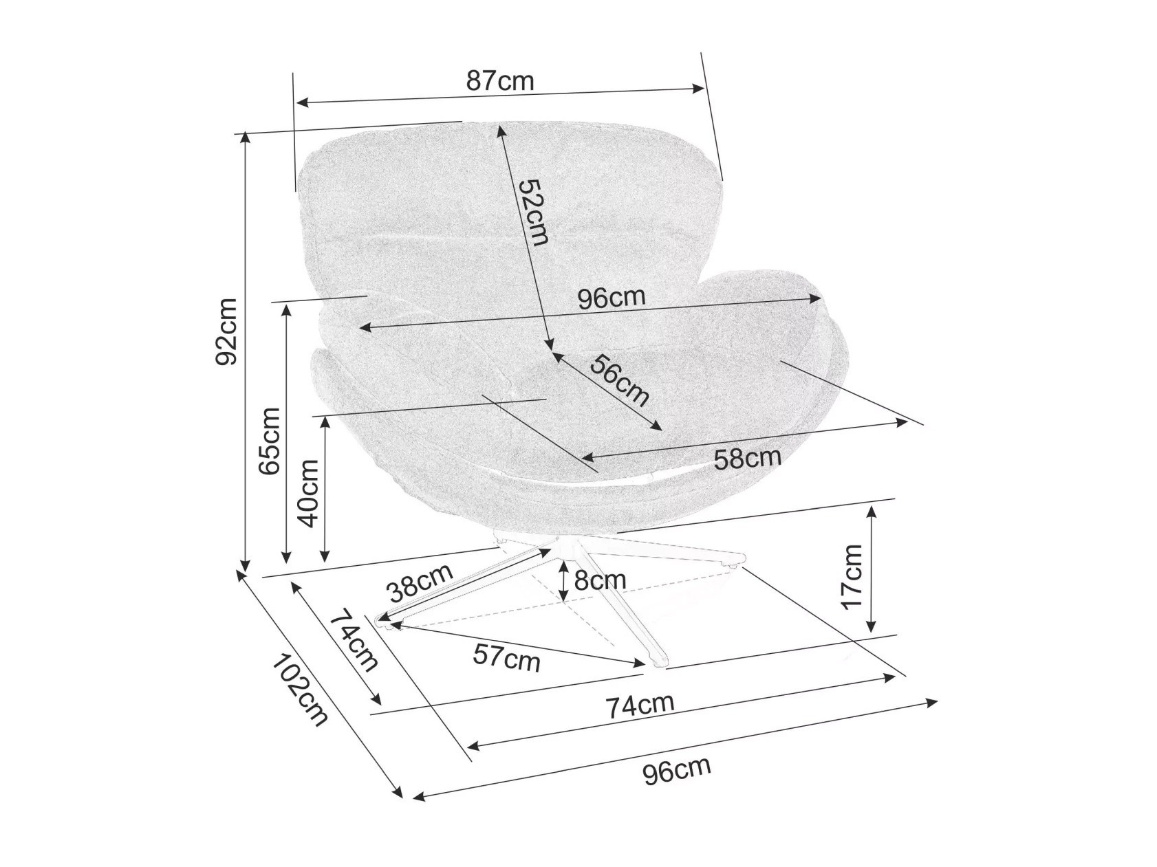 Lænestol Detroit 918 (Grå)