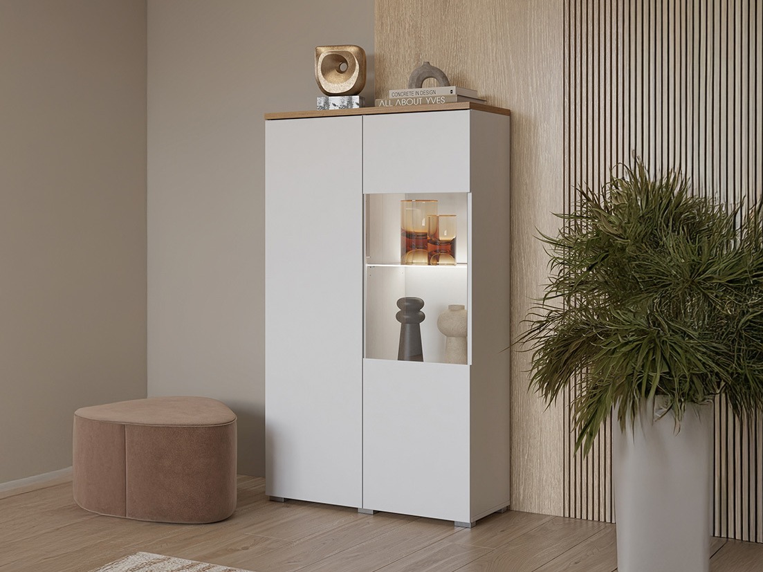 Reol Baletu 108 (Hvid + Egetræ)