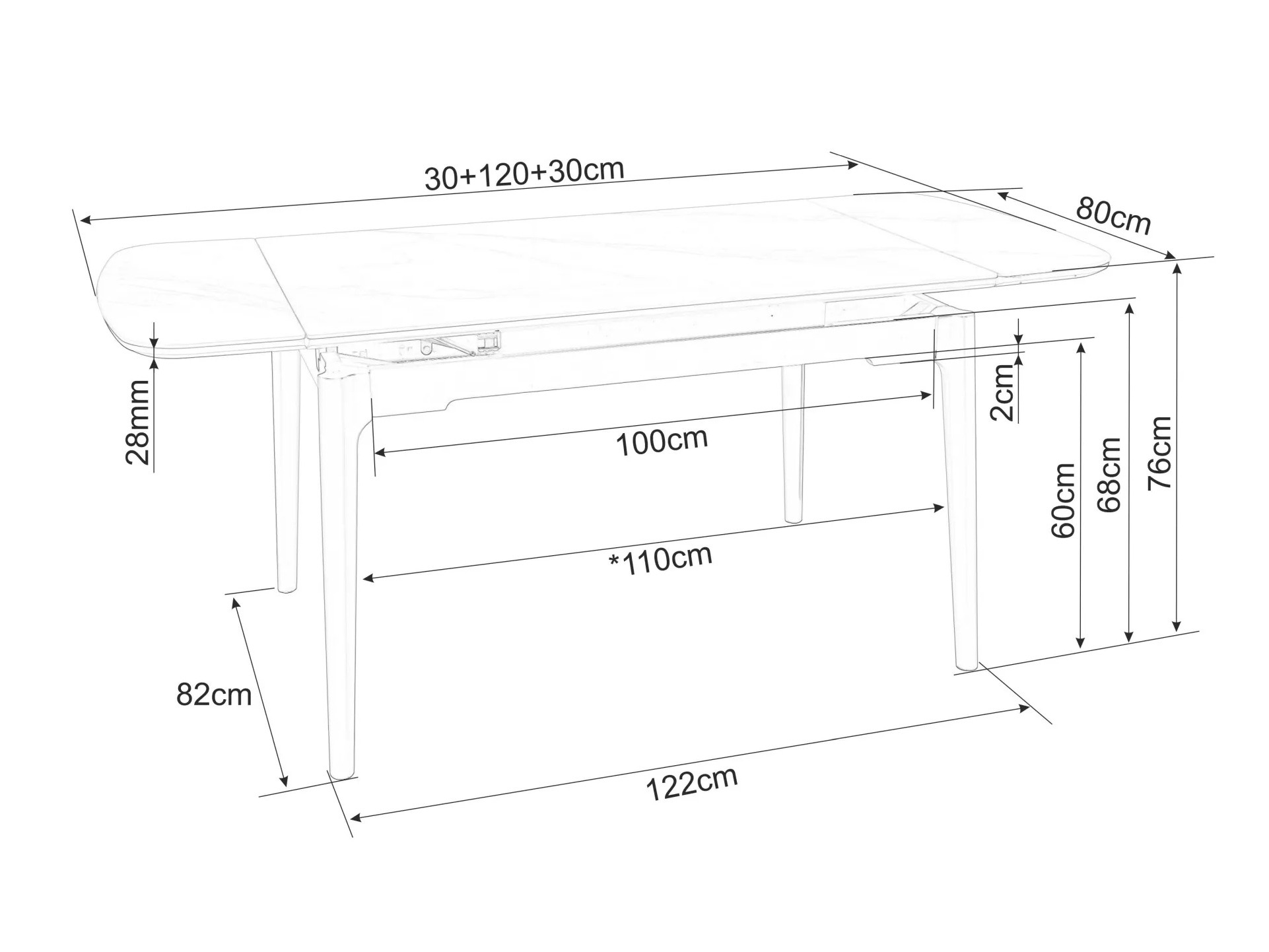 Bord Detroit 921 (Hvid marmor)