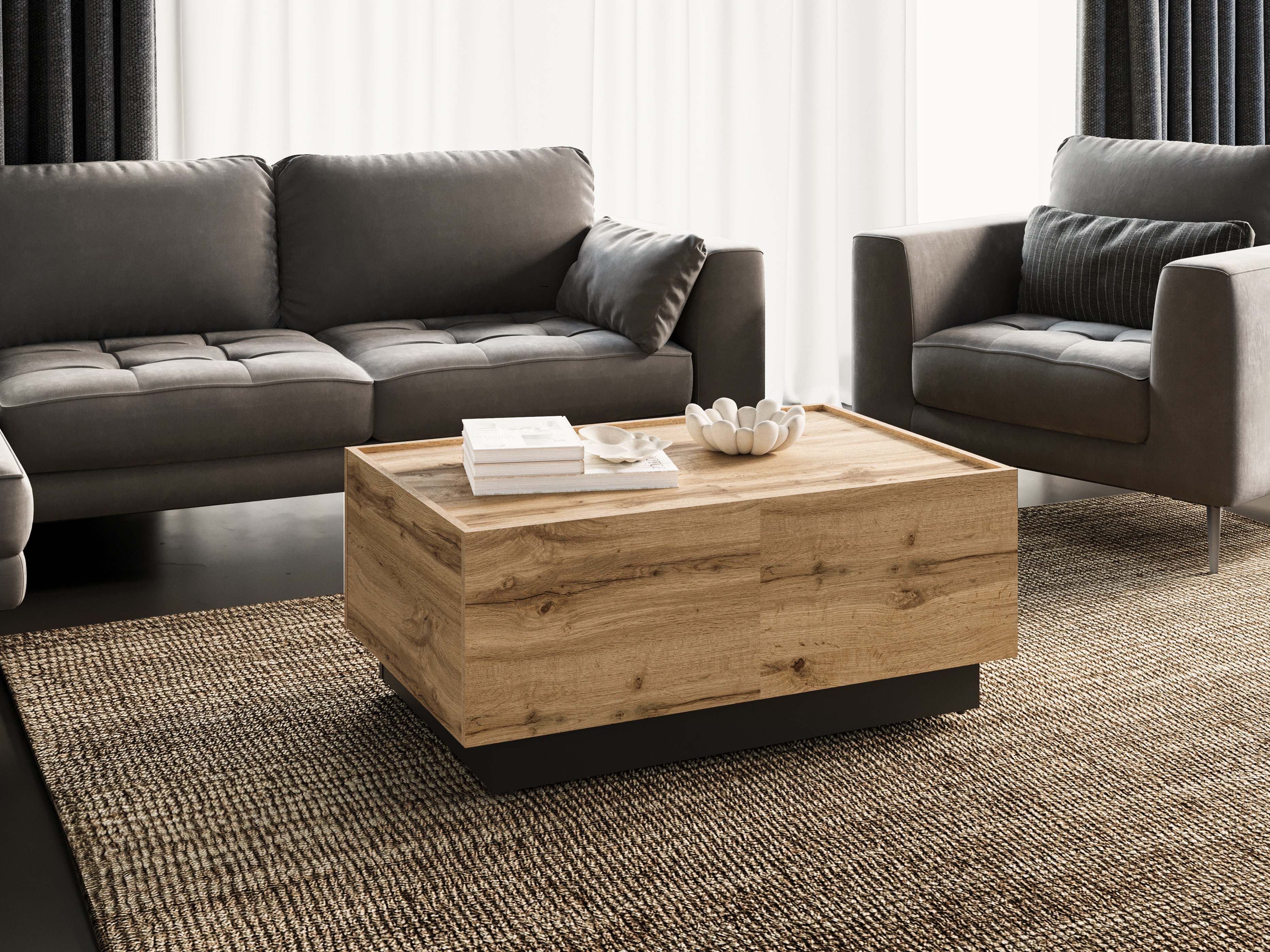 Transformer sofabord Austin 380 (Wotan eg + Sort)