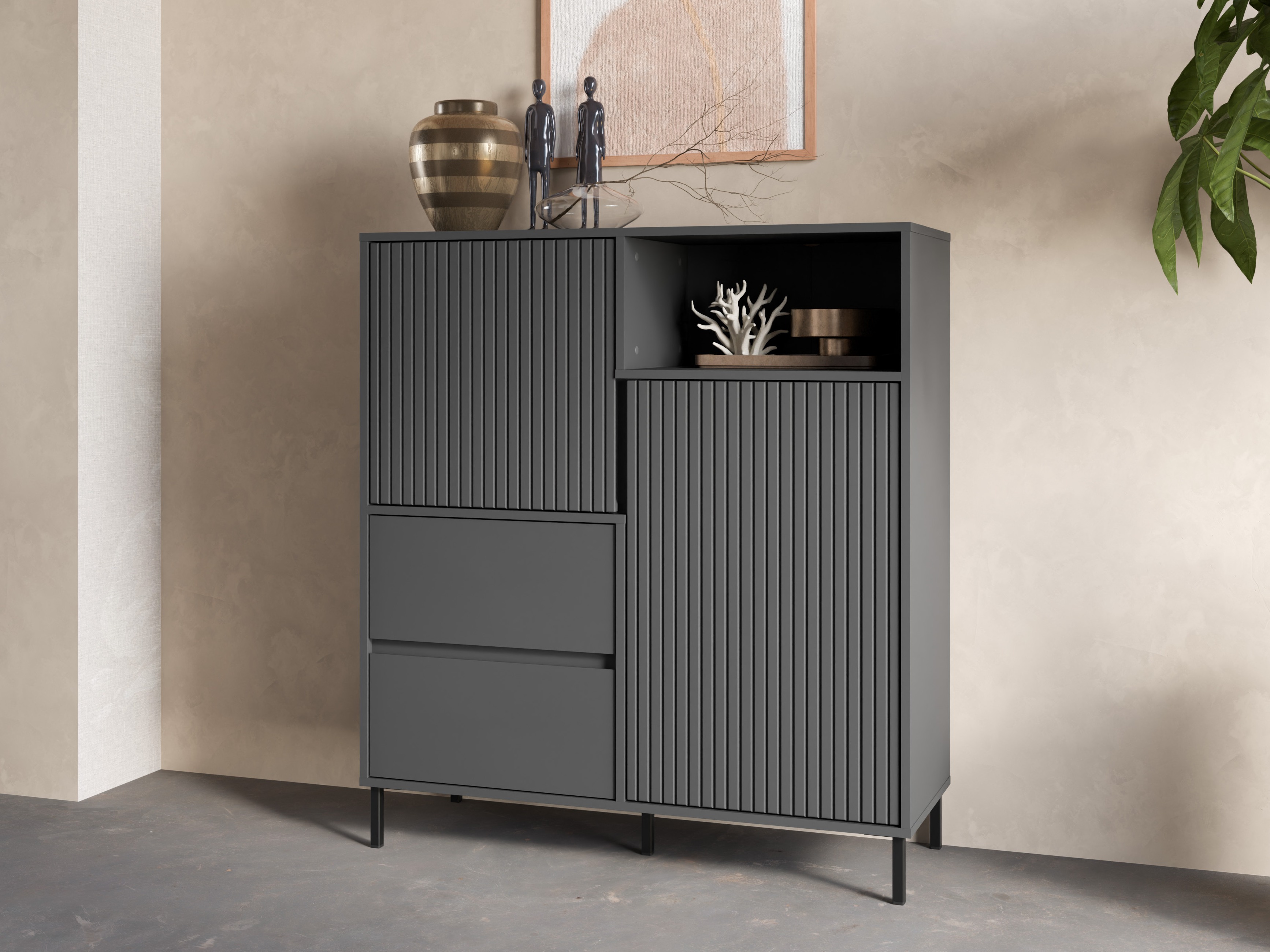 Kommode Ruvrevi 104 (Antracit)