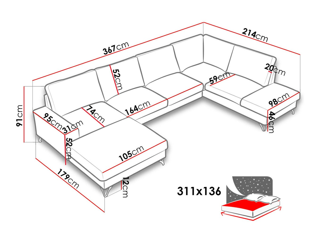 Hjørnesofa ComfiDream 113 (Verita 53)