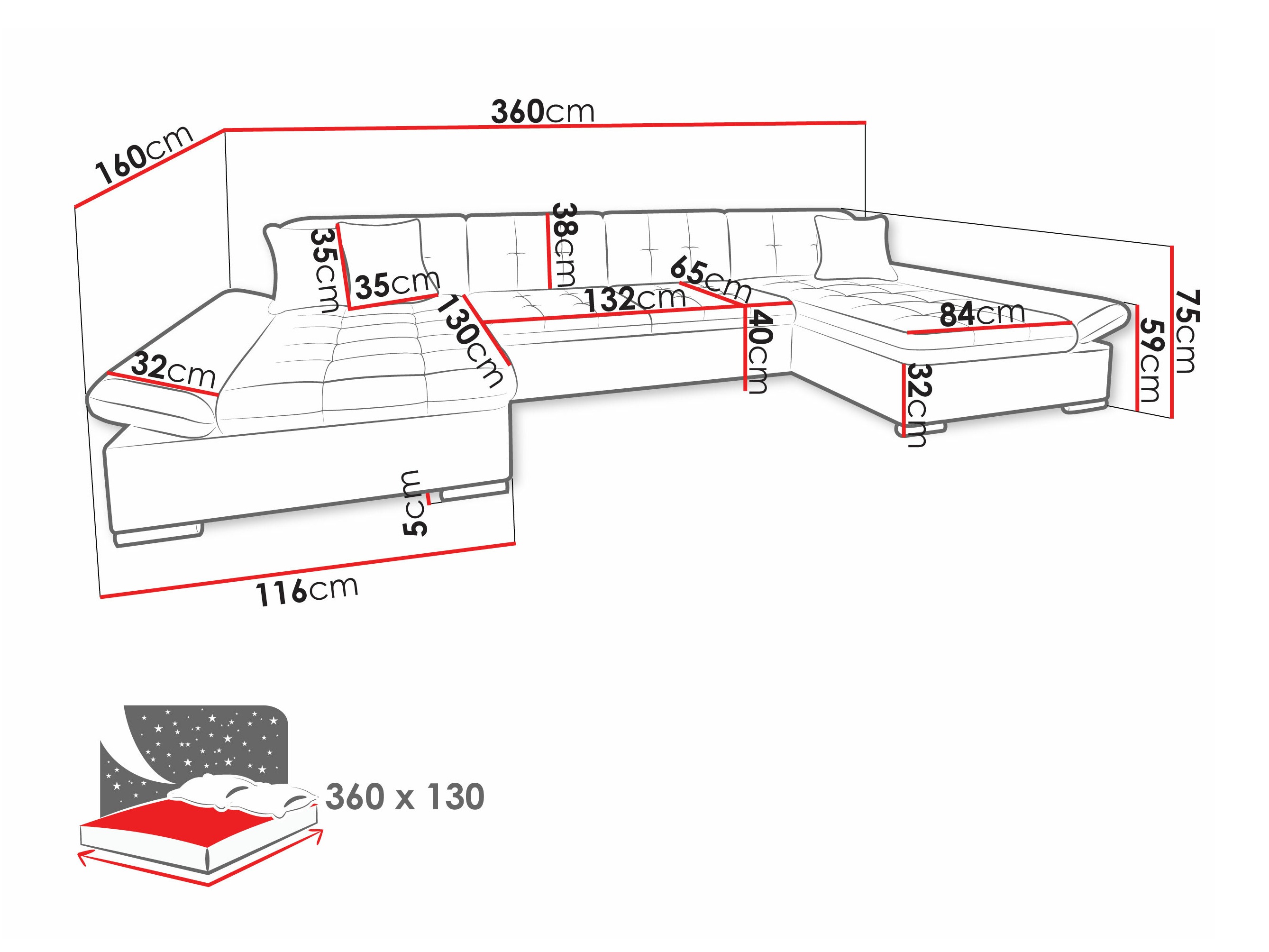 Hjørnesofa Comfivo 240 (Manza 04)