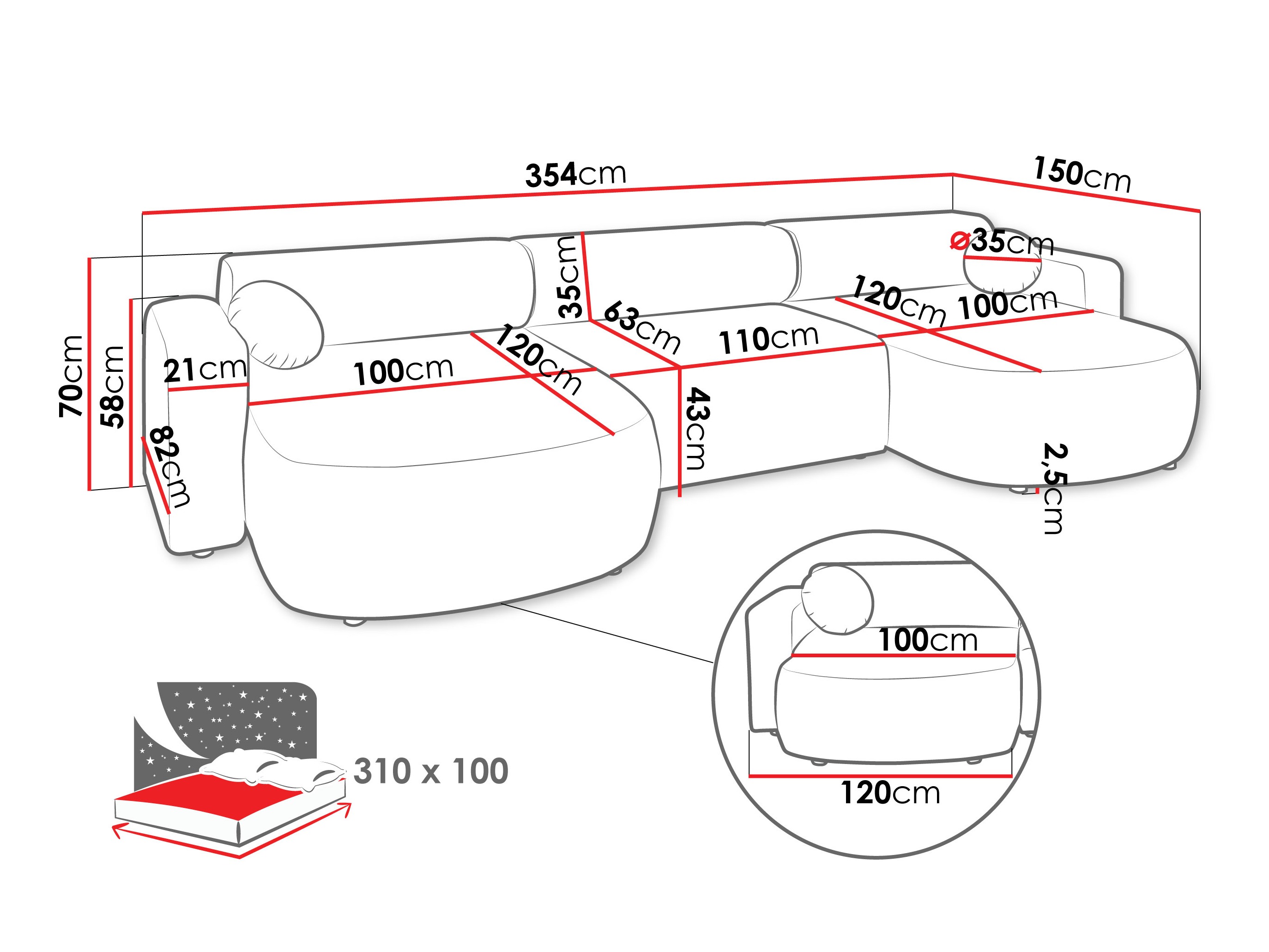 Hjørnesofa Comfivo Corus I (Velo 623)