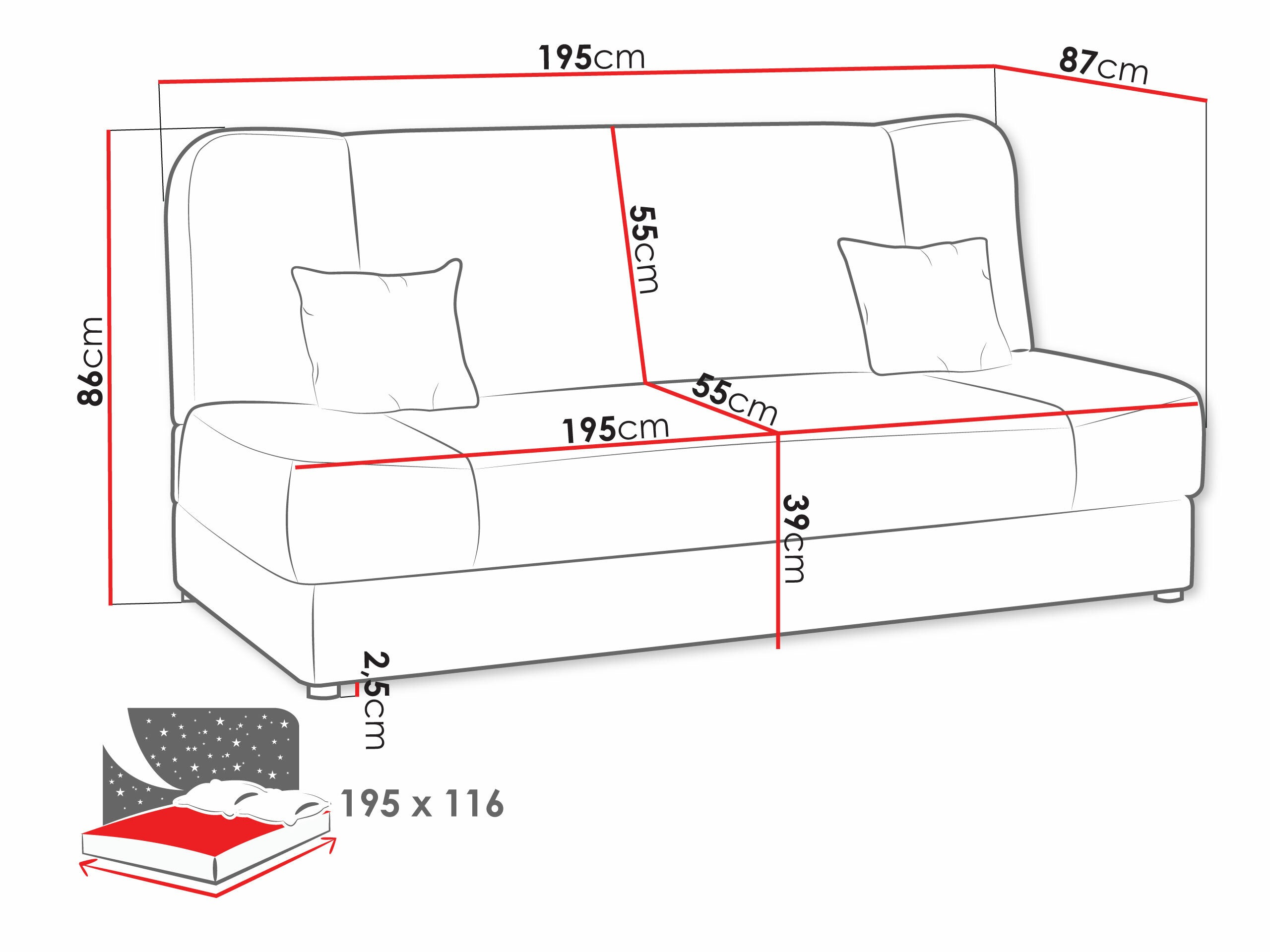 Sovesofa Comfivo 110 (Lux 05 + Lux 06)