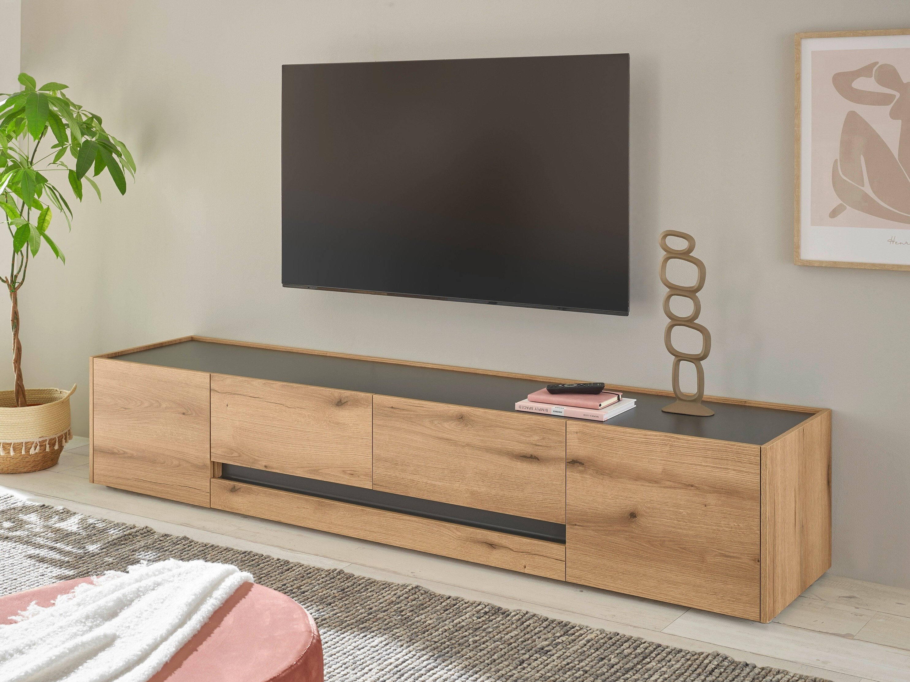 TV-bord Elbsori 116 (Egetræ + Antracit)